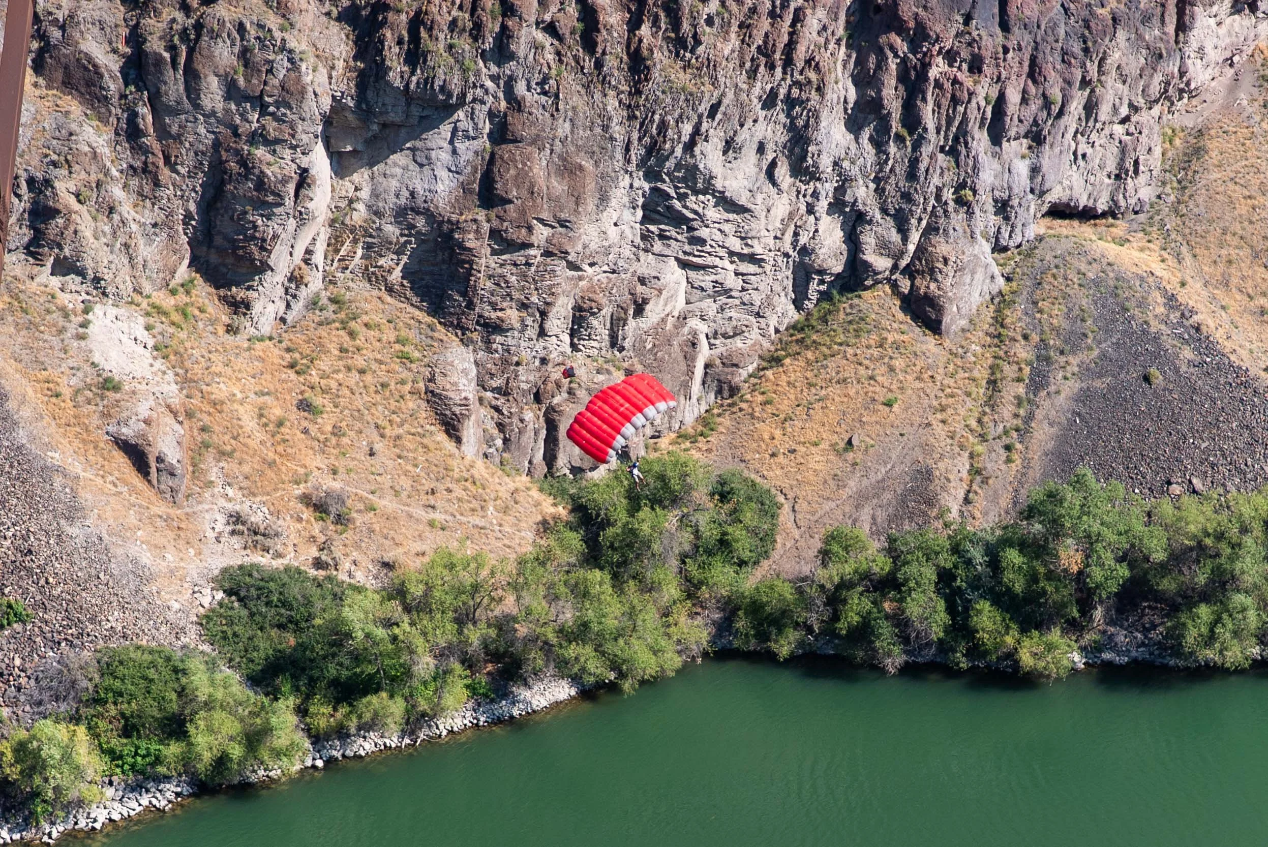 BASE jumper over Snake River Canyon