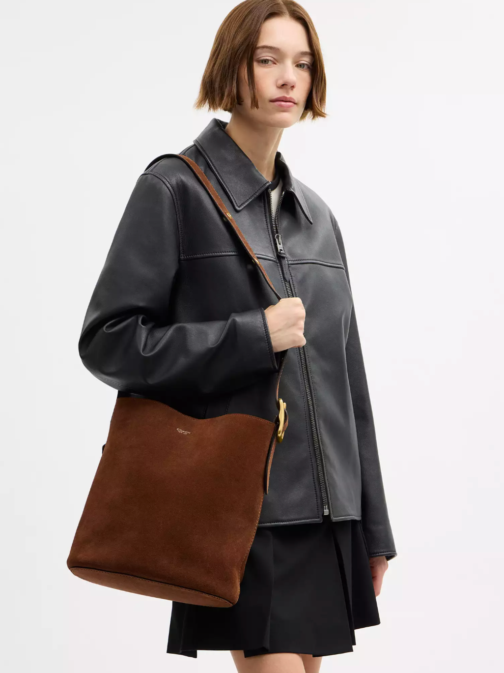 Coach Brown Suede Bleecker Bucket