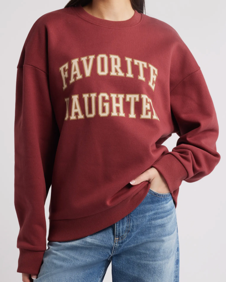 red favorite daughter sweatshirt