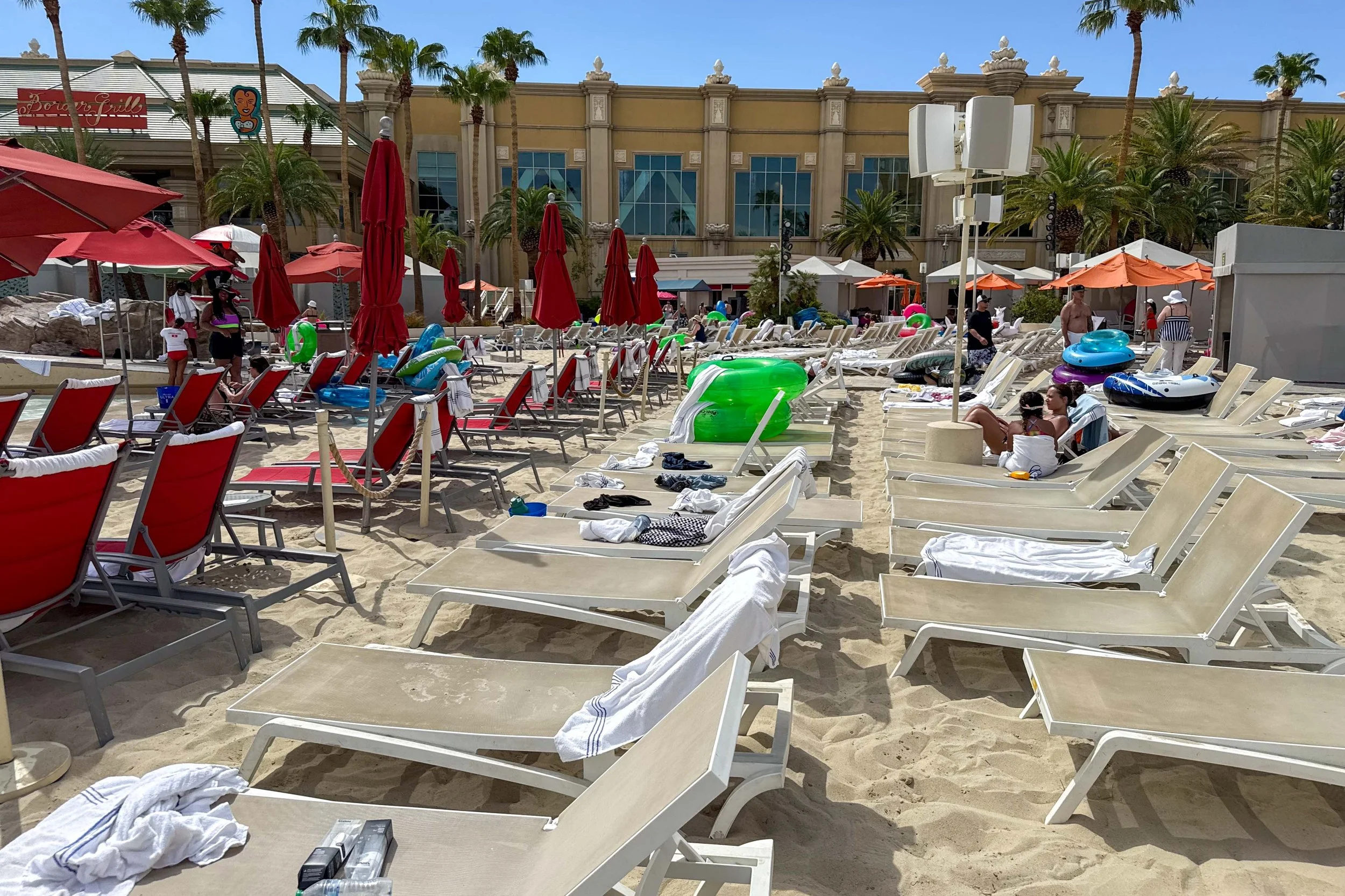 Lots of lounge chairs available at Mandalay Bay Vegas
