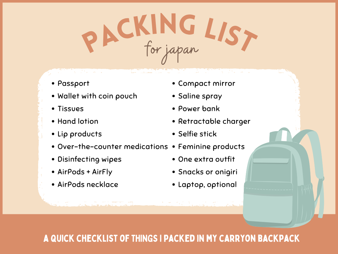 Carryon Japan Packing List