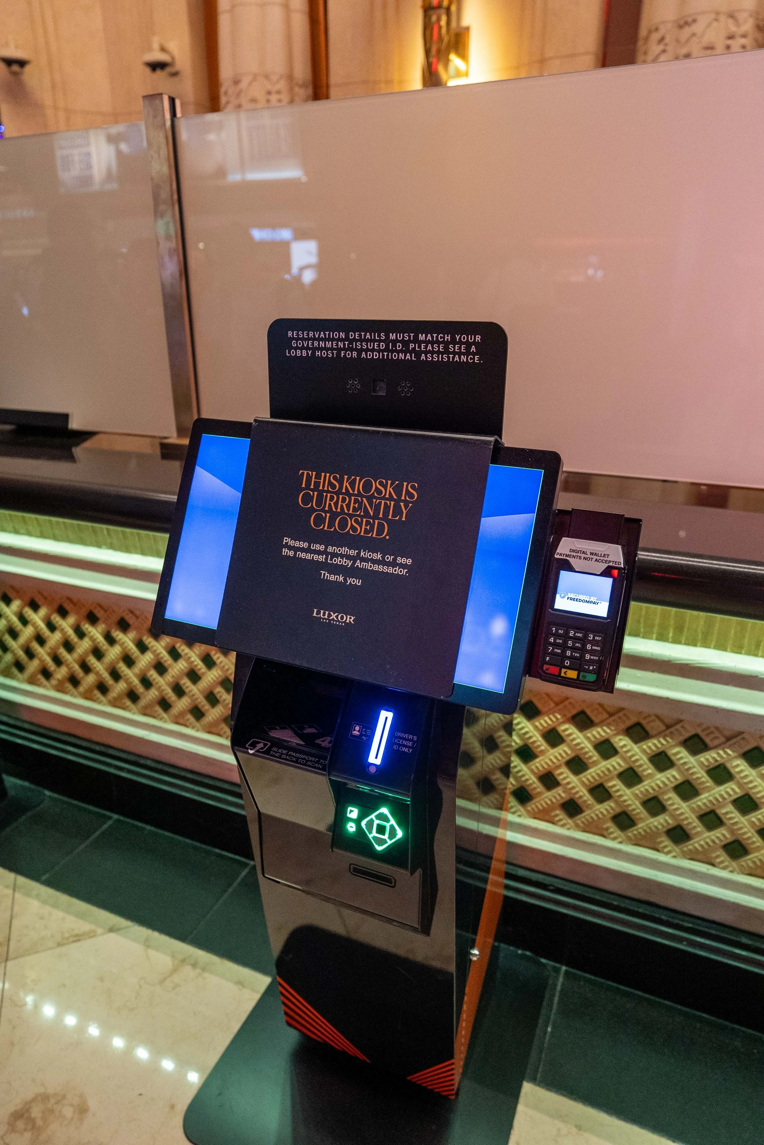 Check-in kiosk out of order