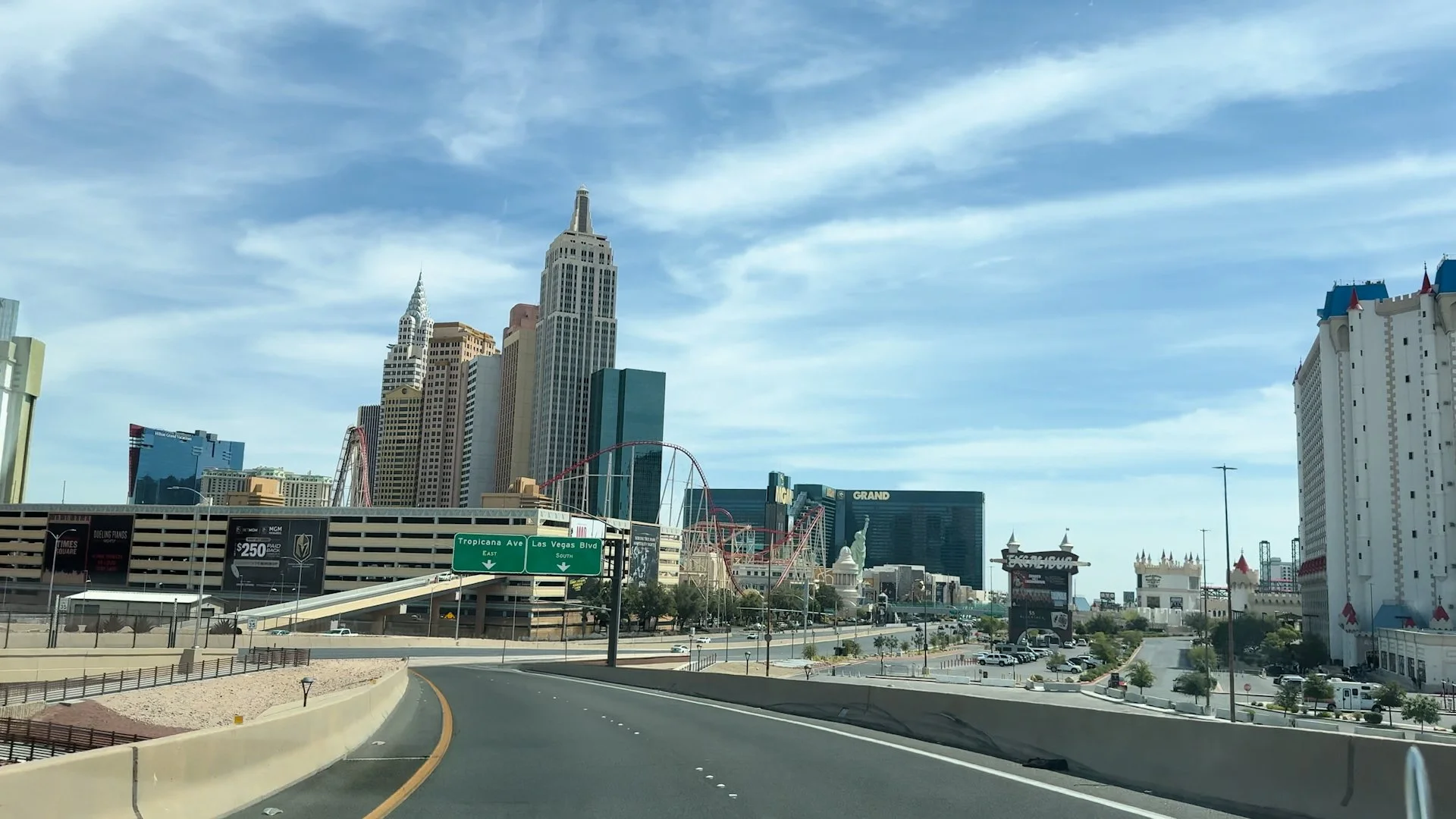 Driving up to the Las Vegas Strip
