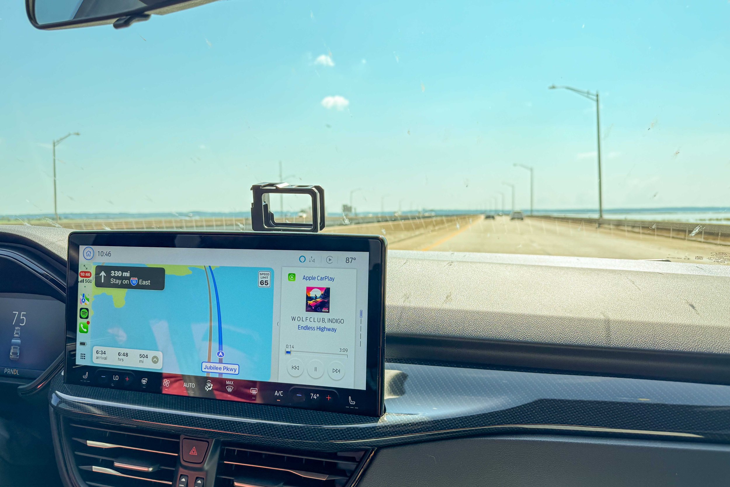 GPS in car displaying 330 miles on I-10 EAST