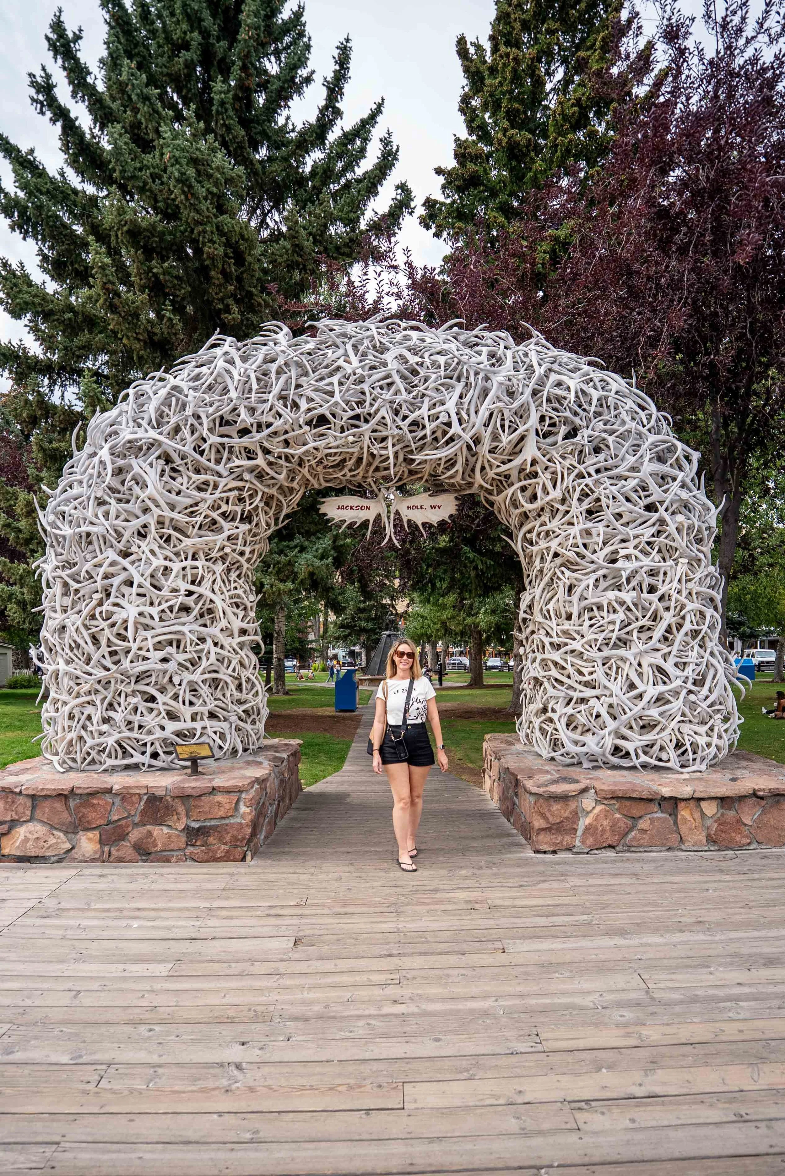 Antler entrance into the little park in downtown Jackson
