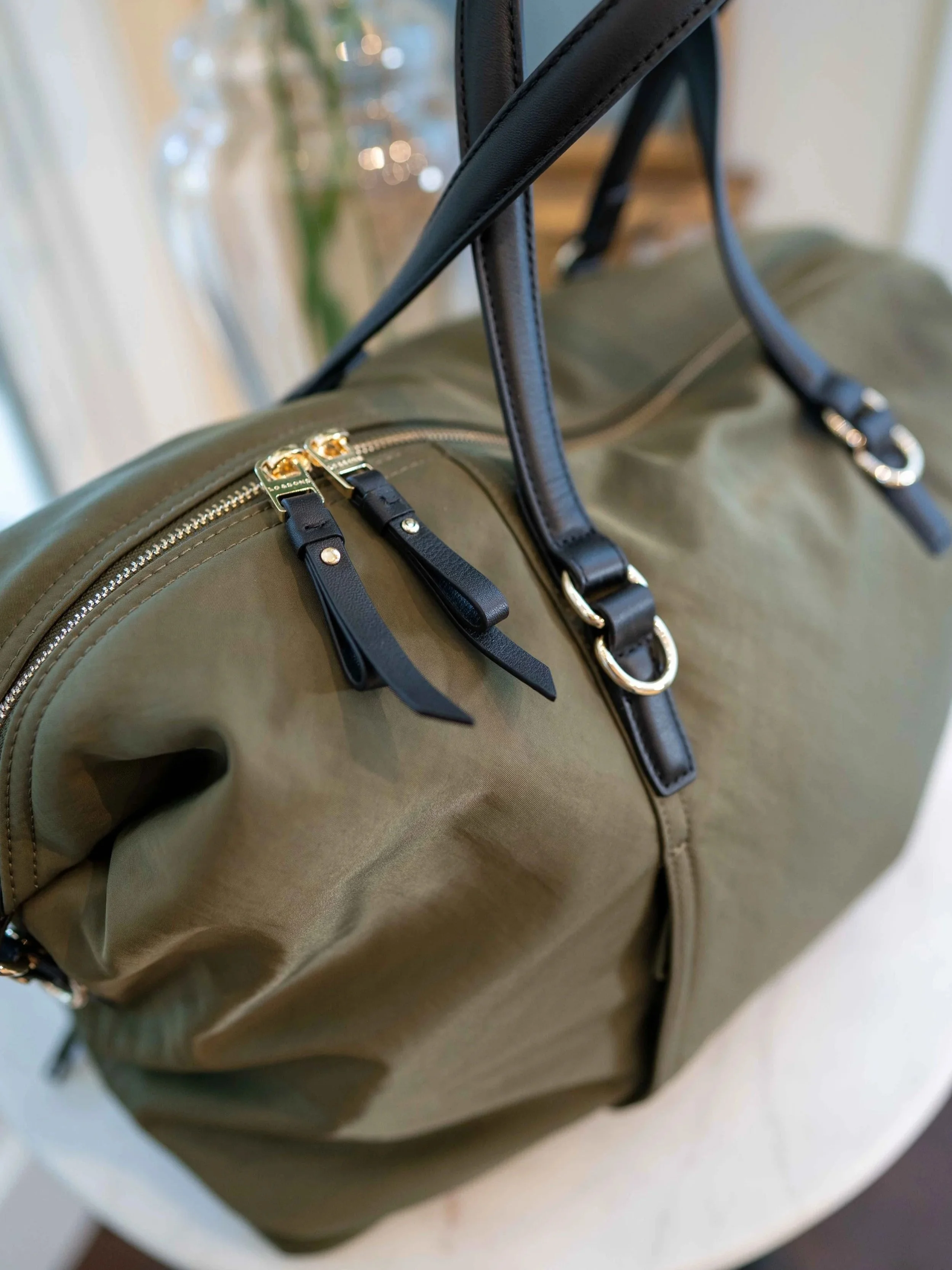 Sherborn Weekender Bag Leather Pull Tabs
