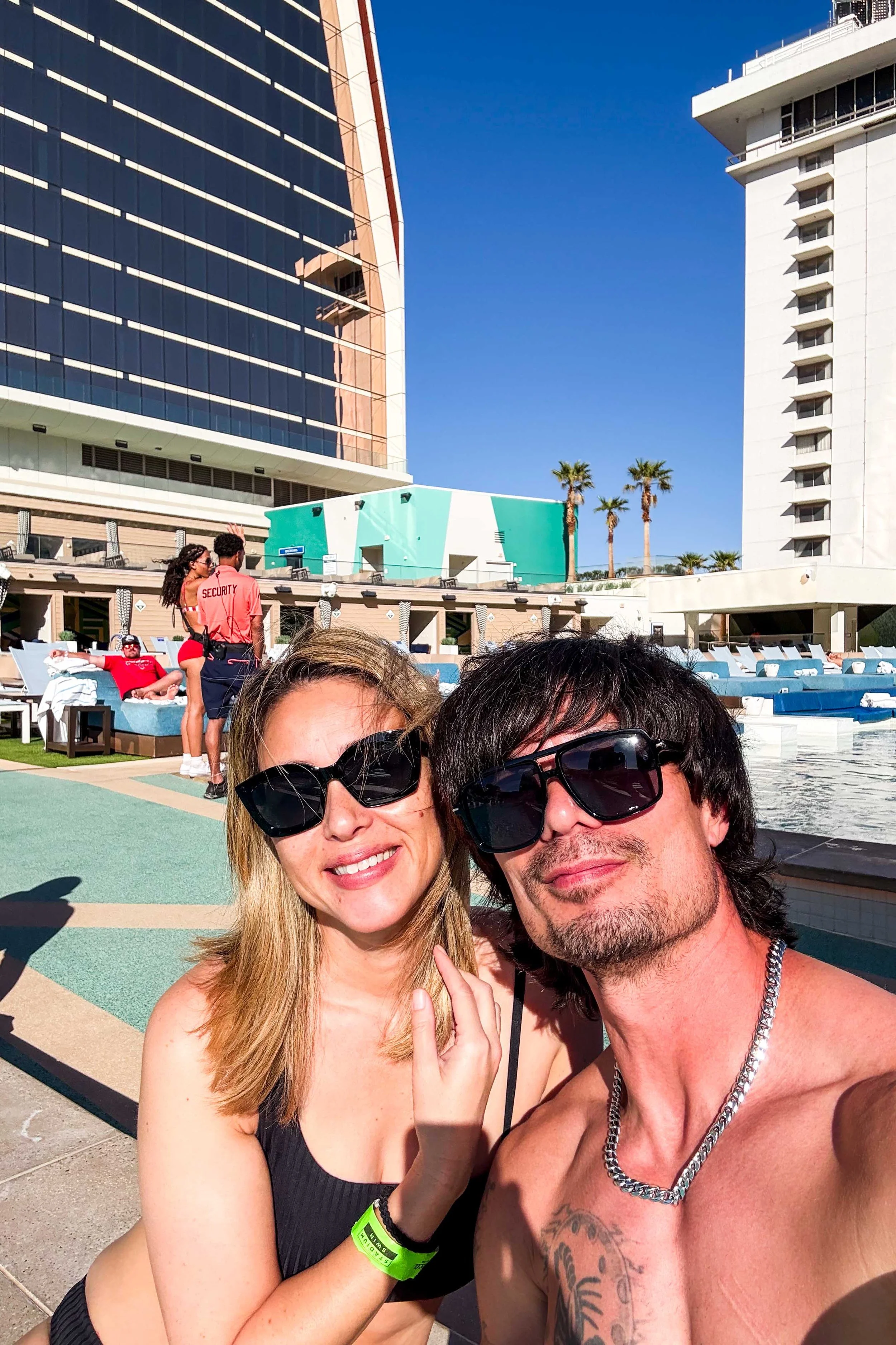 Couple hanging out at Stadium Swim
