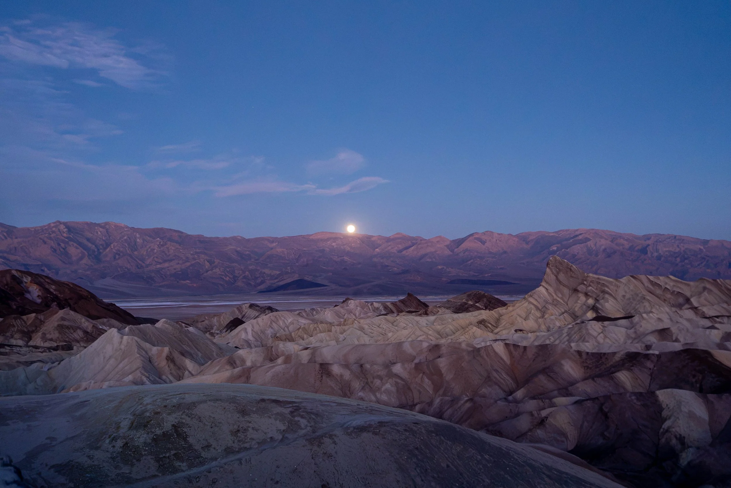 Beautiful moonset at Zabriskie Point