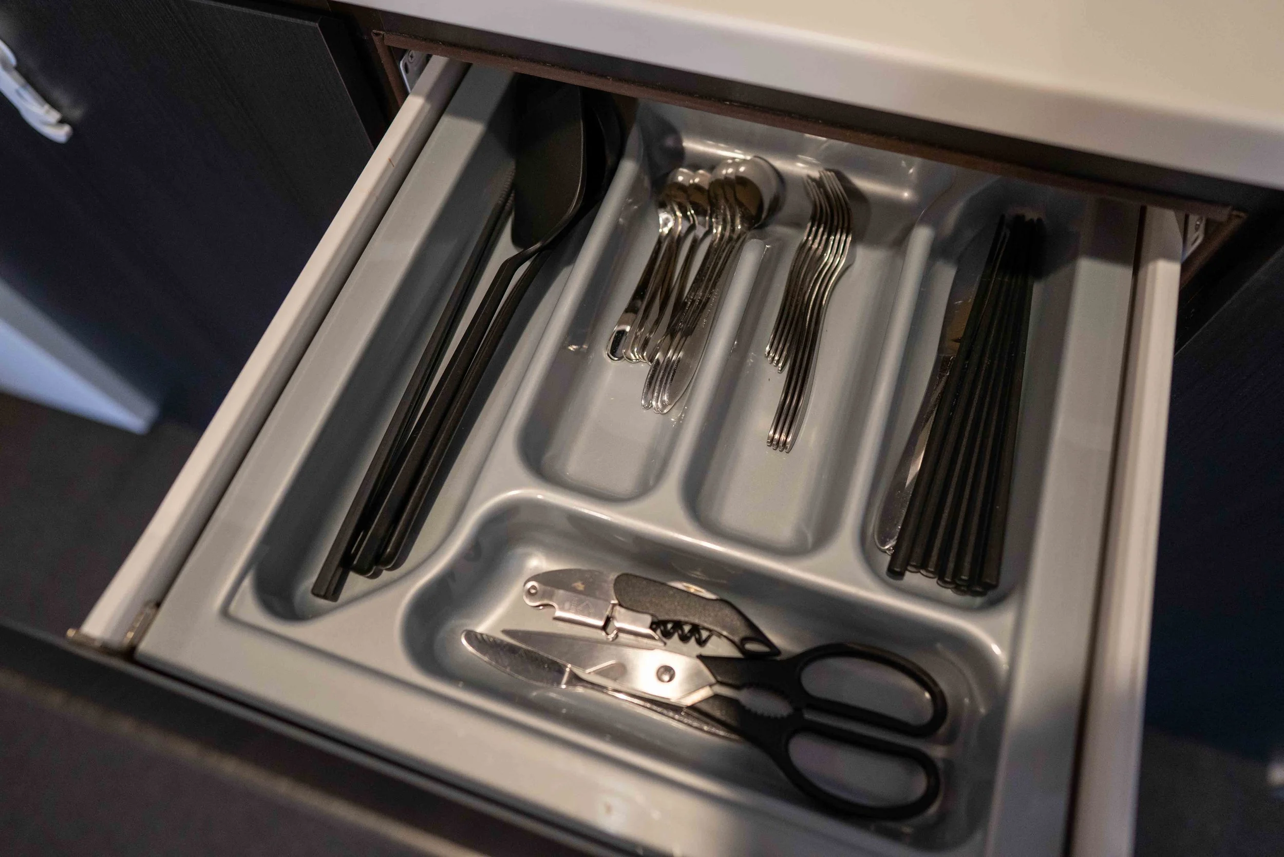Drawer filled with silveware