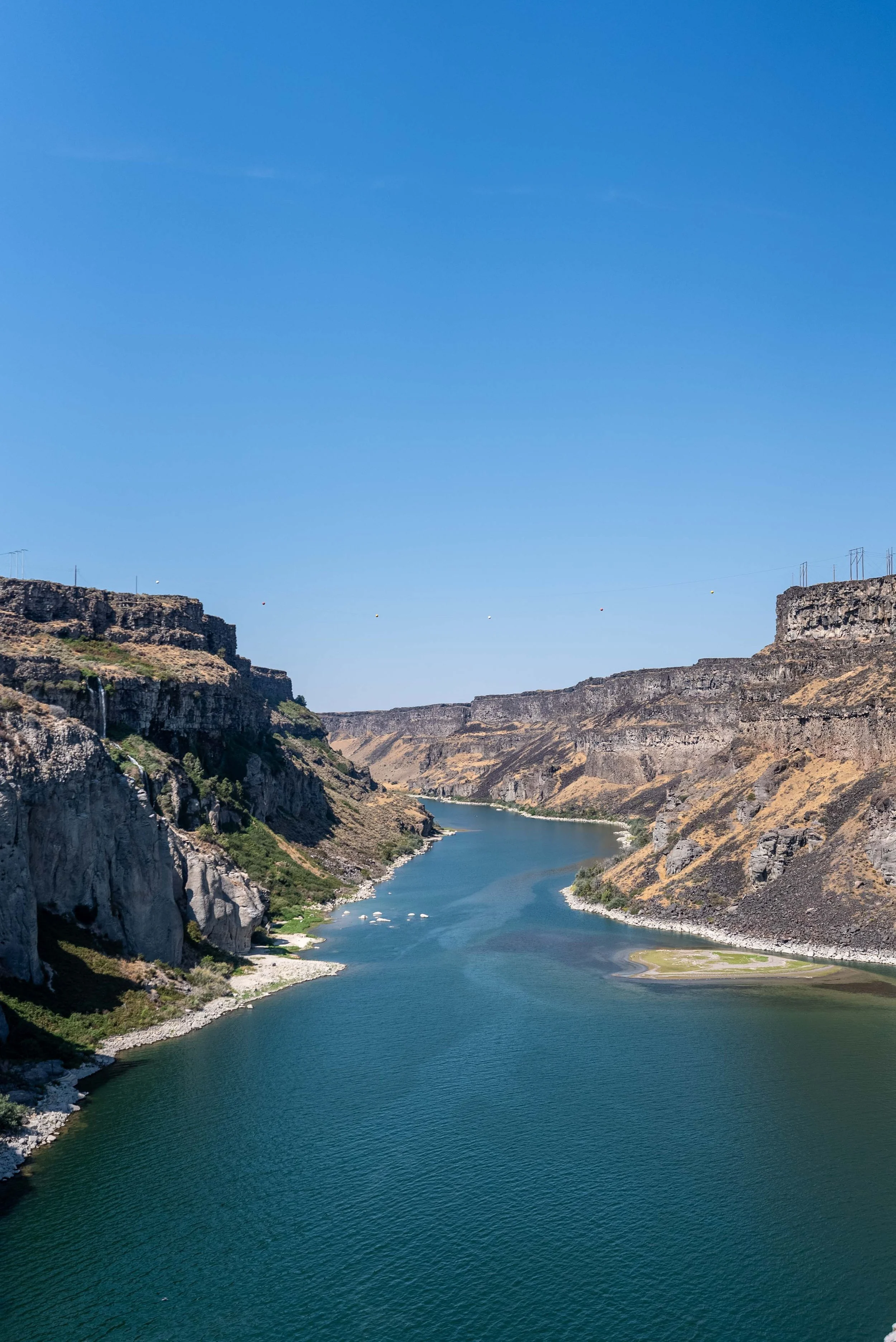 View of the river on the other side of the waterfall