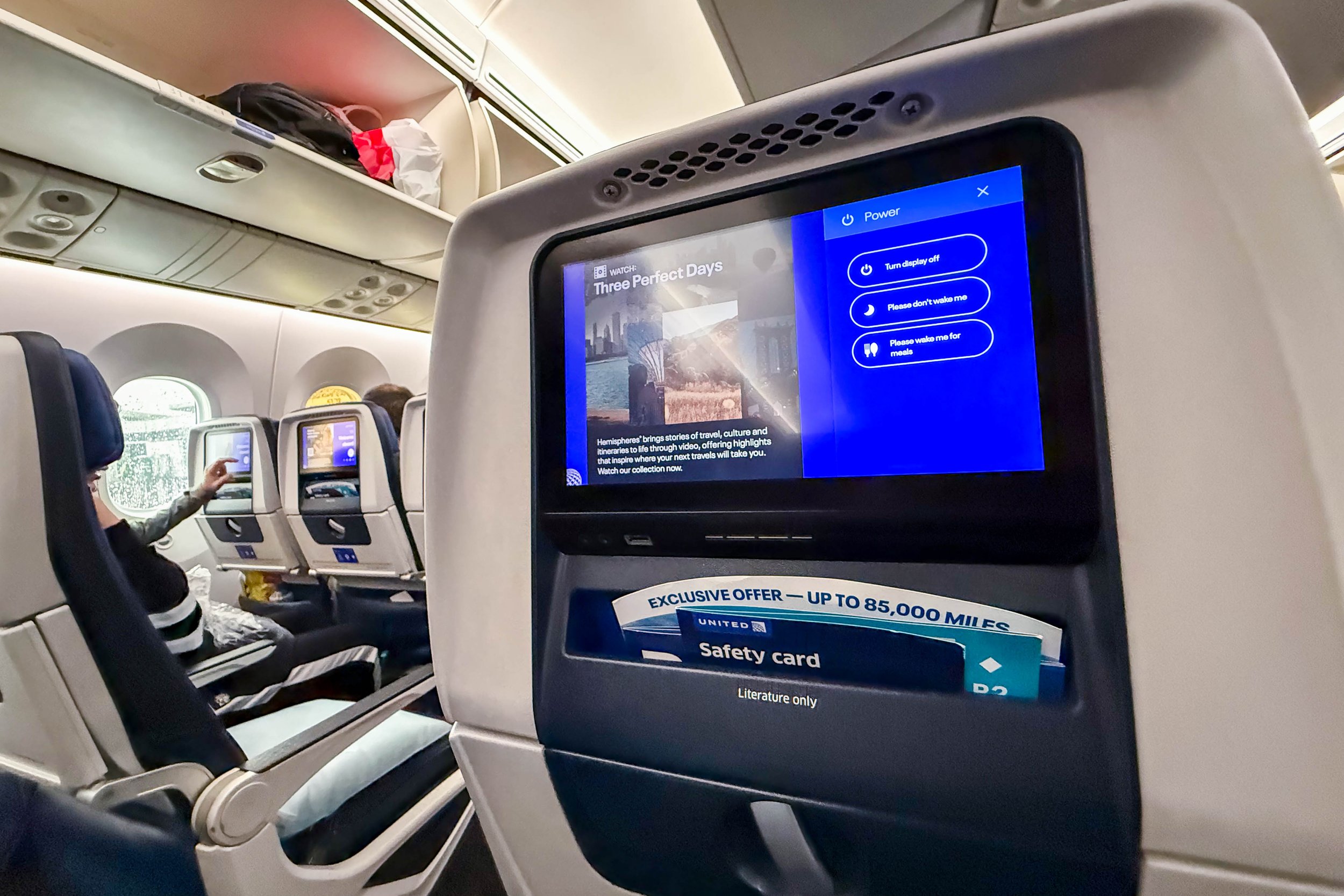 United’s entertainment system with USB port