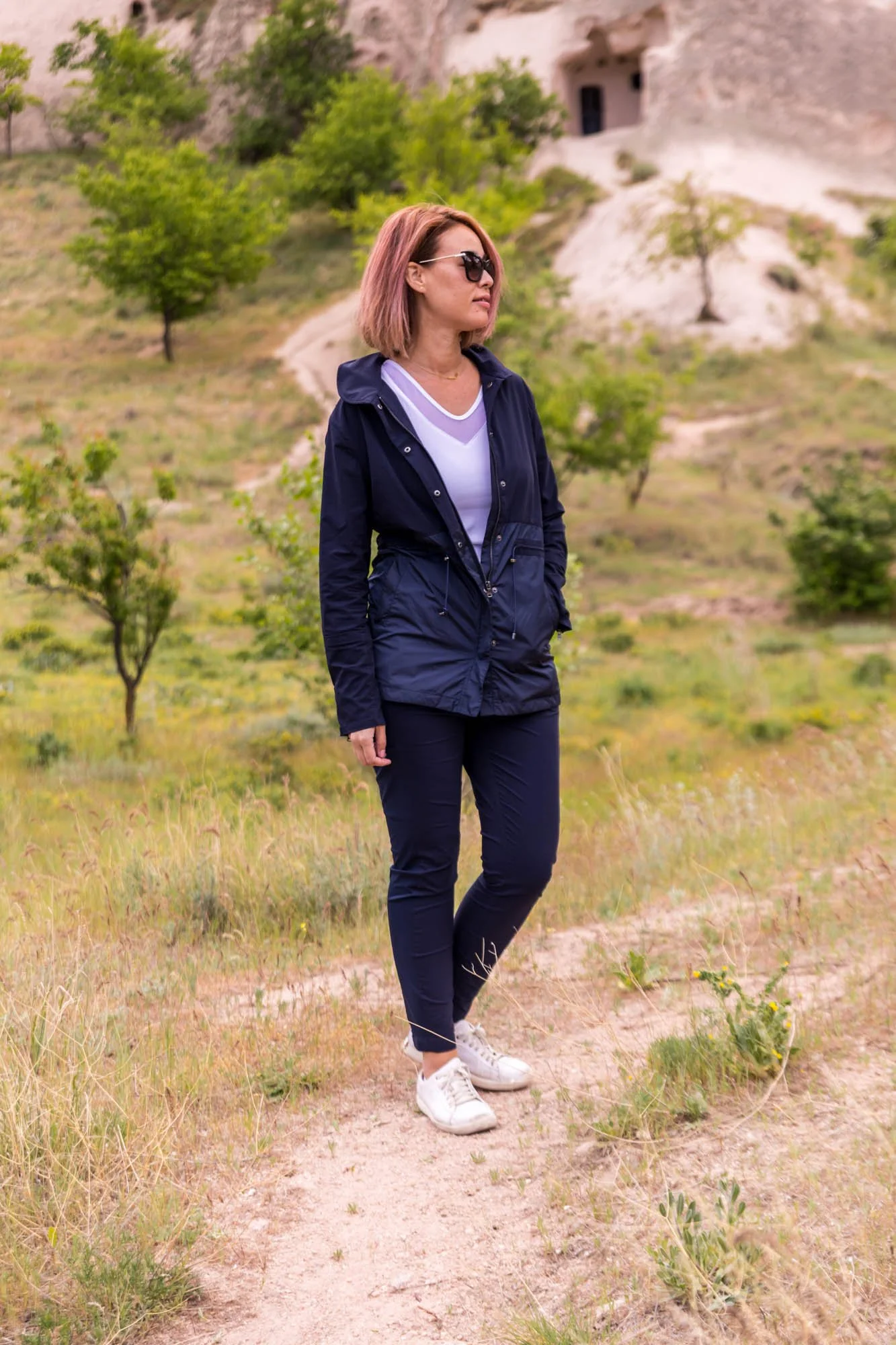 All navy blue outfit