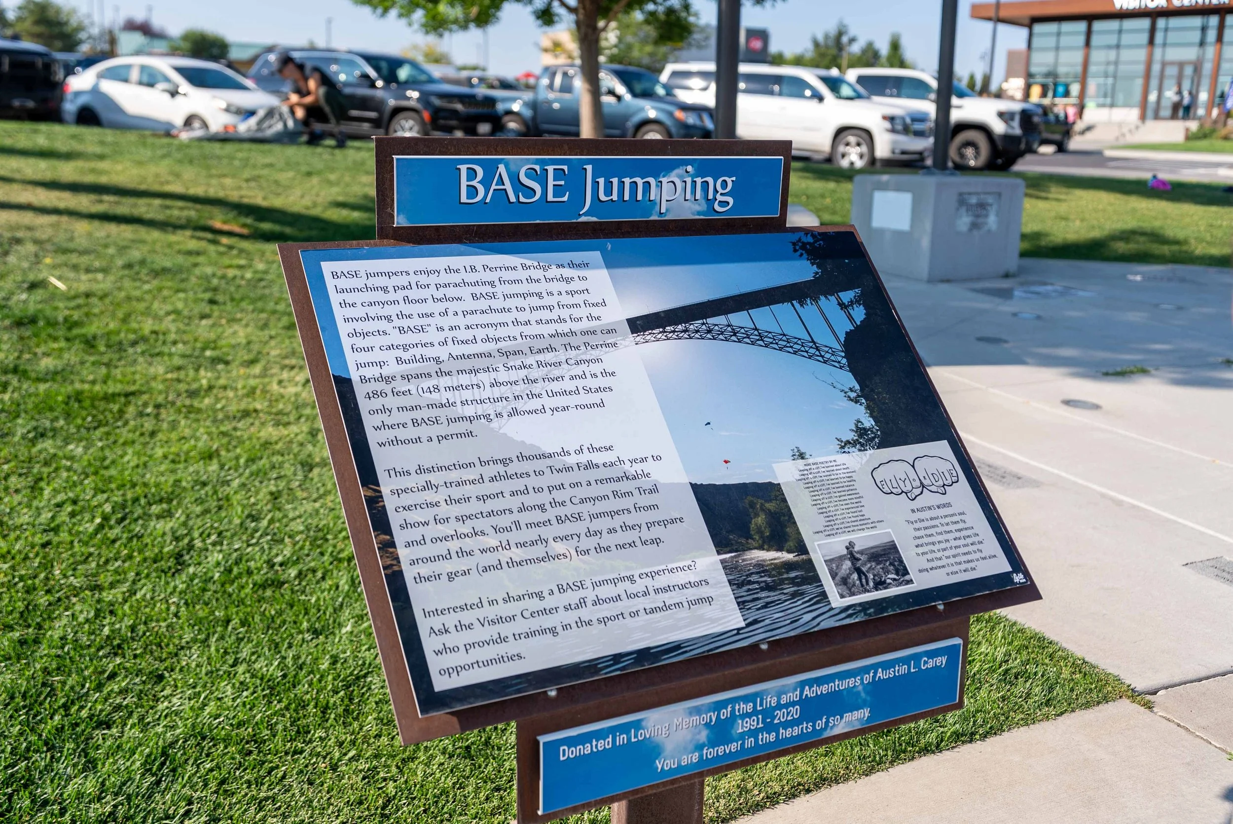 BASE Jumping interpretive sign
