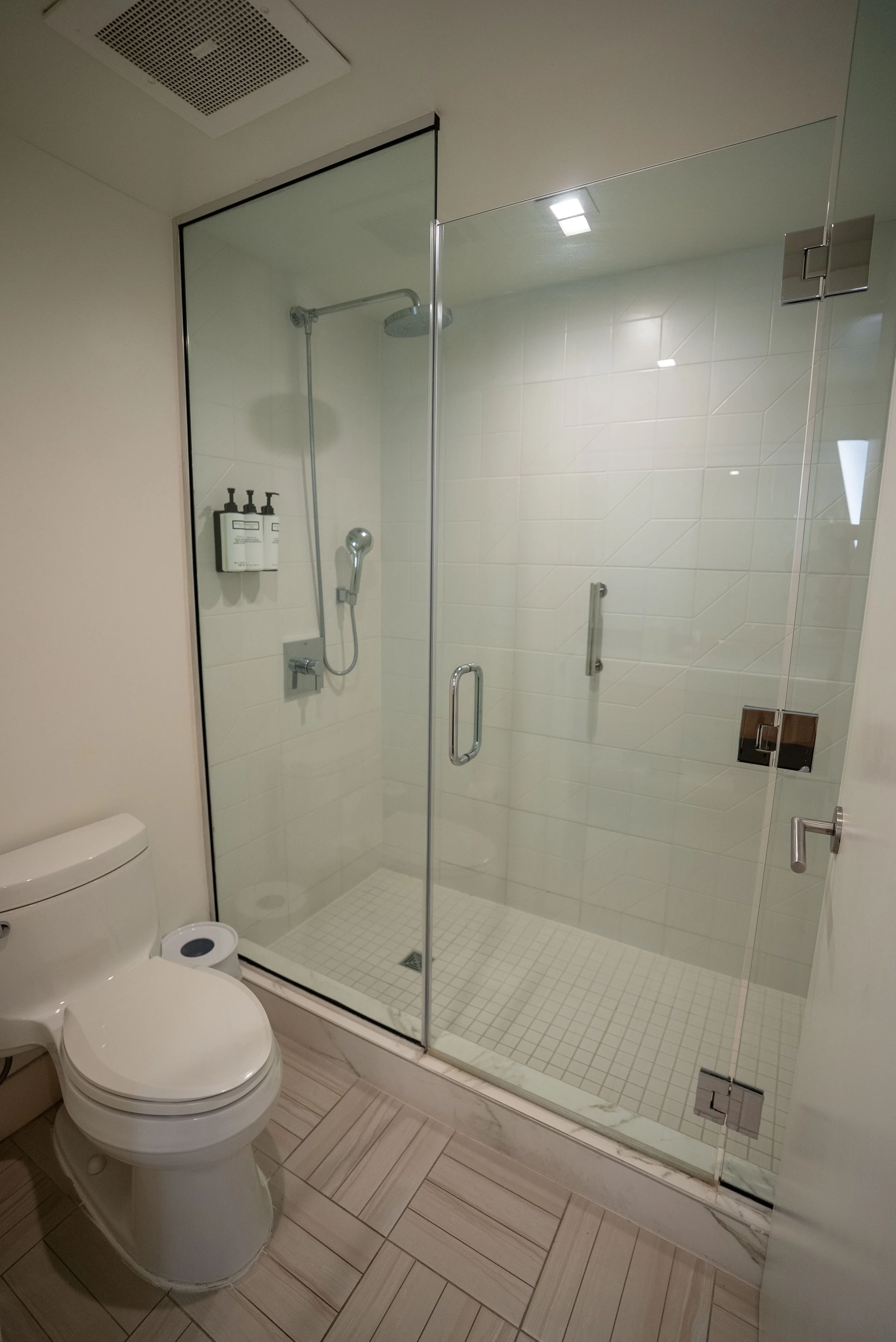 Separate shower and toilet area
