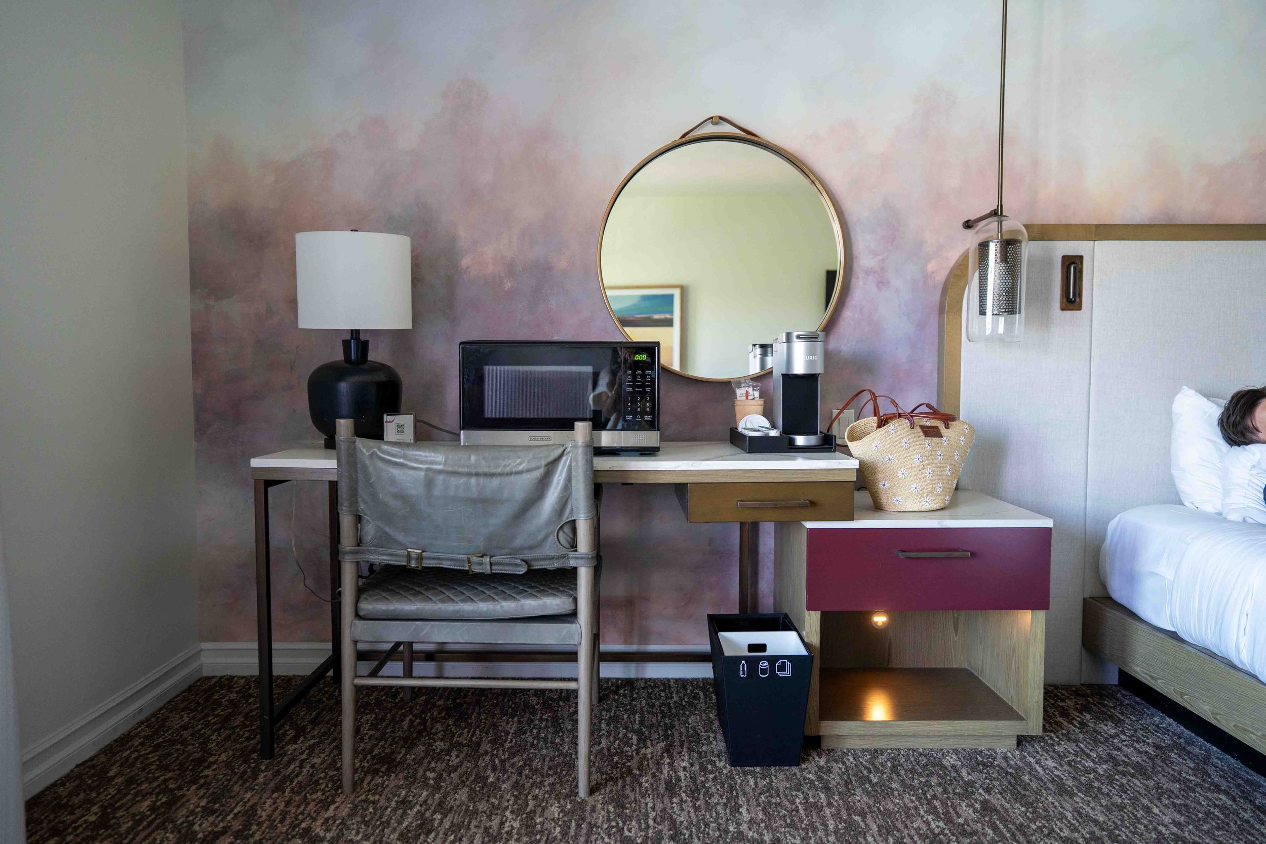 hotel desk and microwave