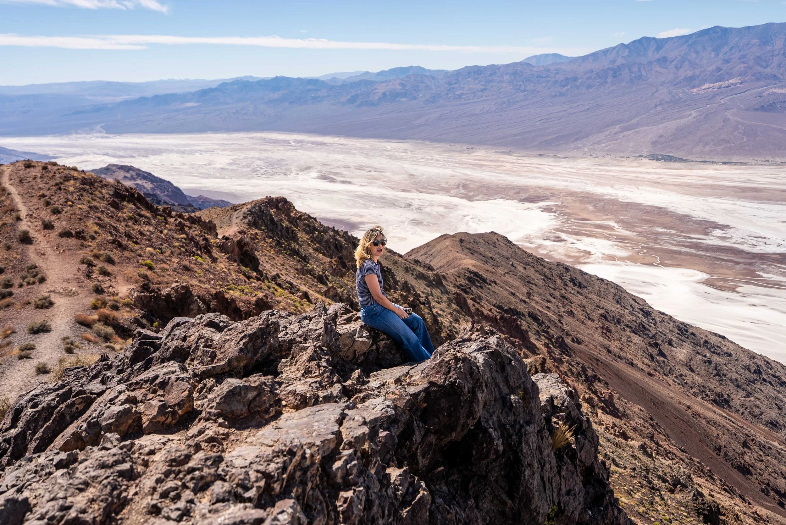 Sitting on top of rocks at Dante's View