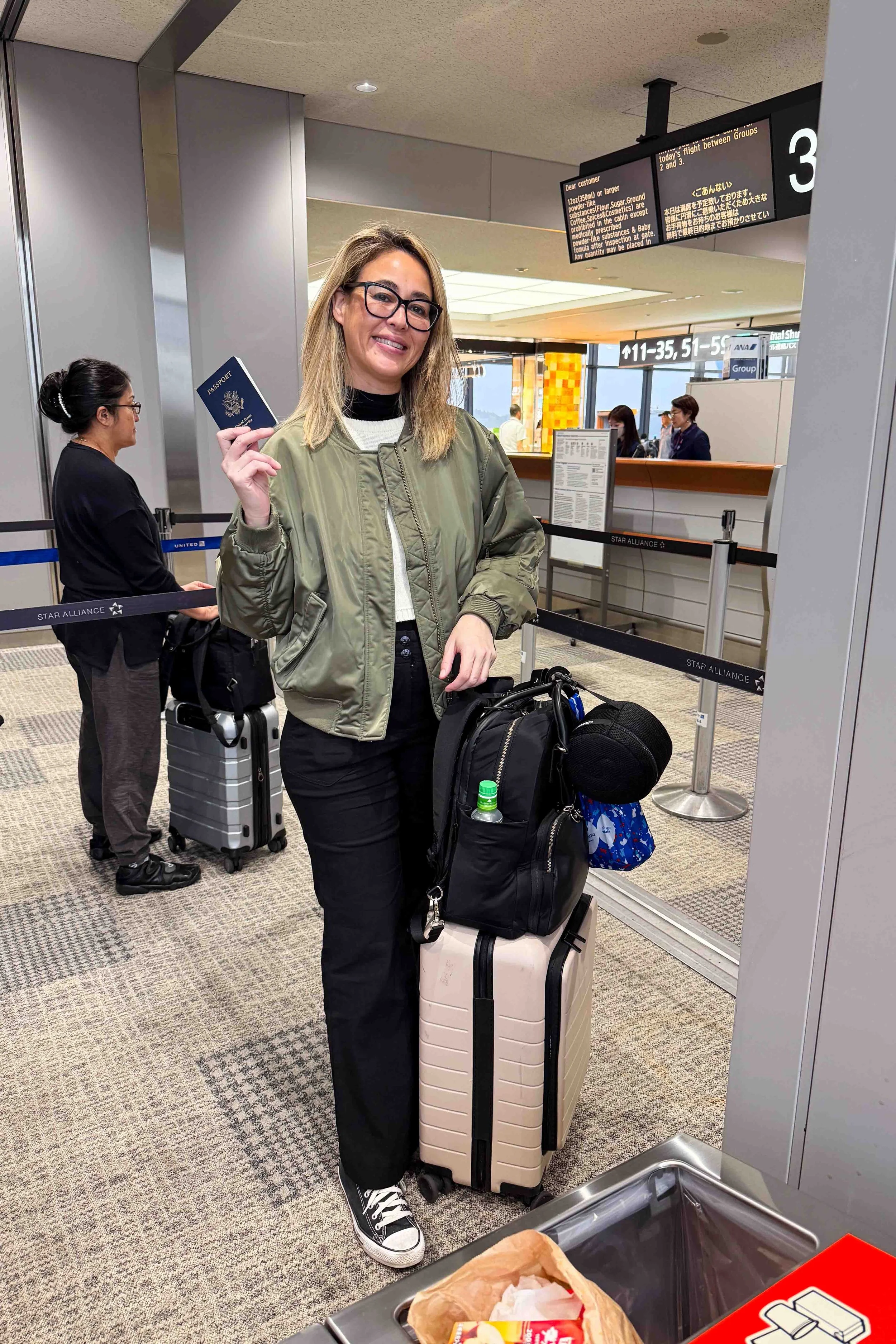 Standing in line at the airport gate