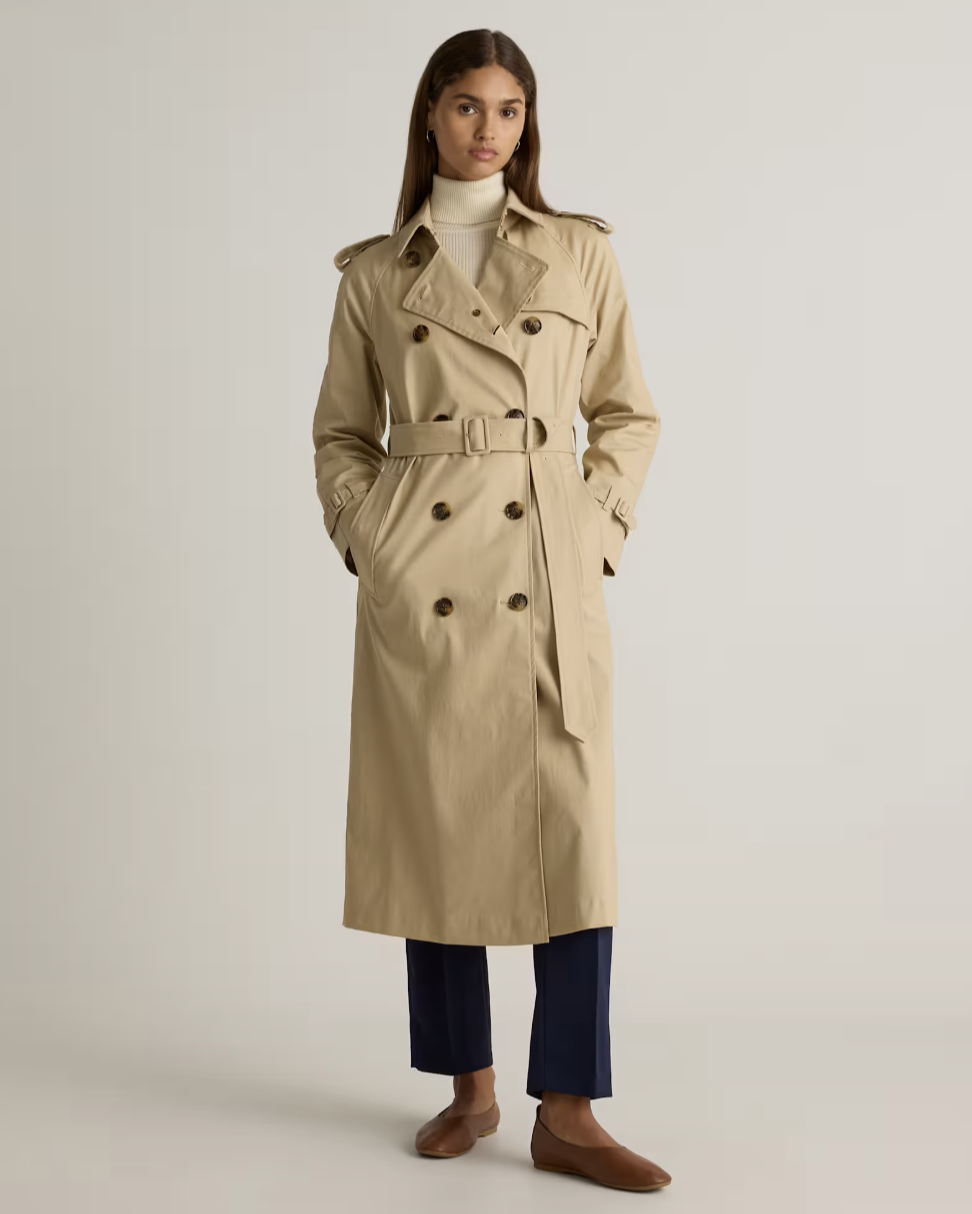 Quince Comfort Stretch Long Trench Coat