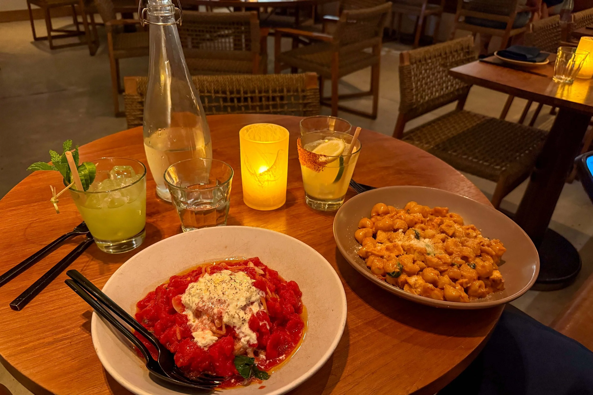Pasta and cocktails at Kassi Beach House