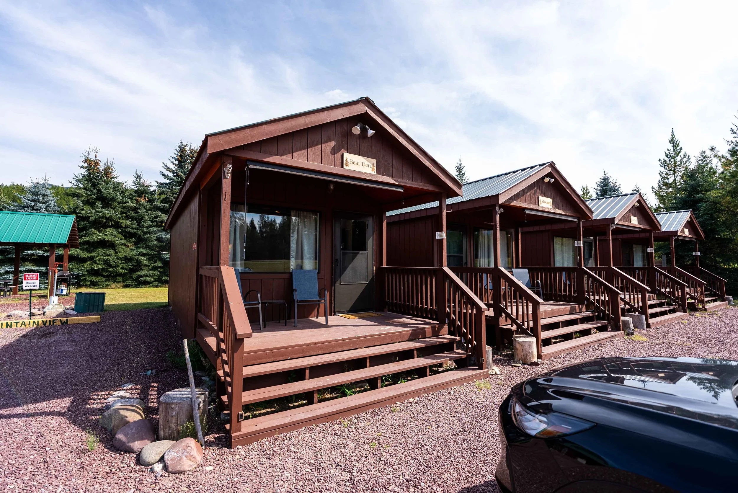 Row of four cabins