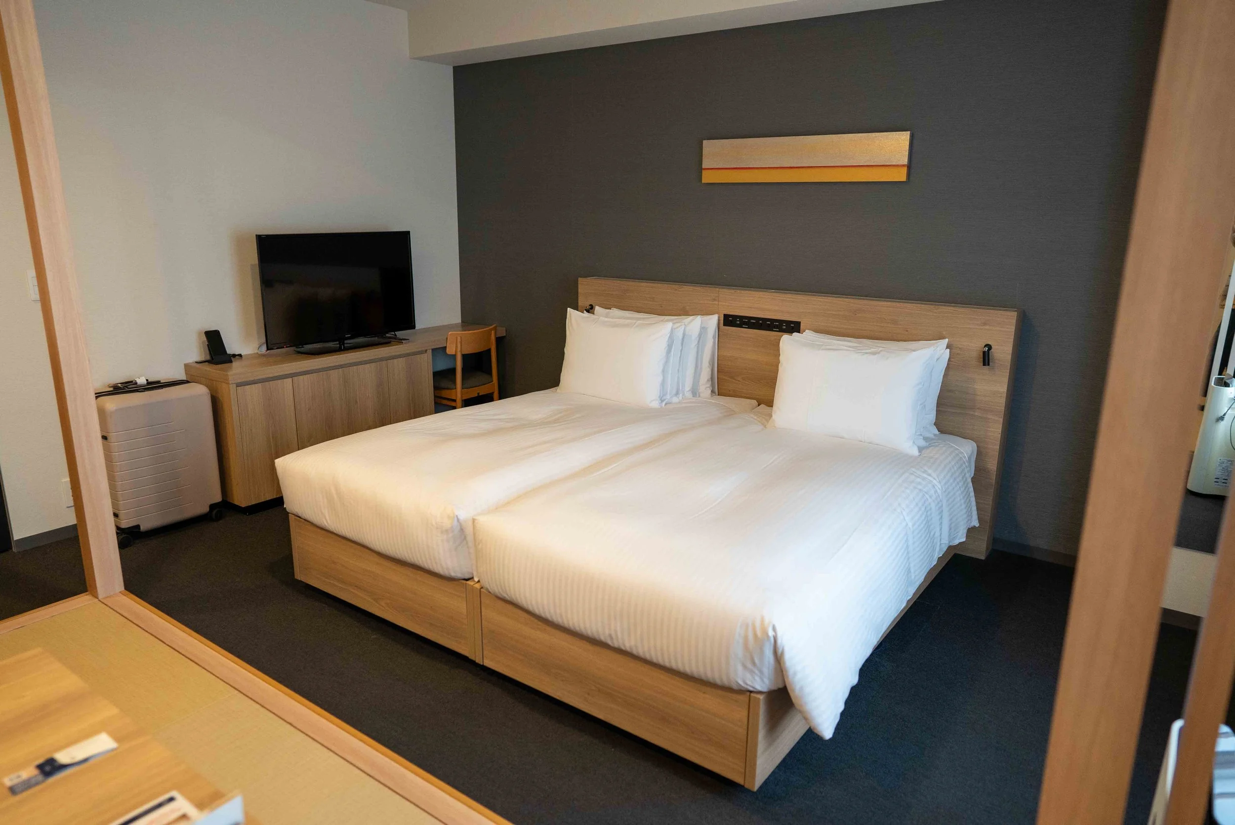 Two twin beds pushed together