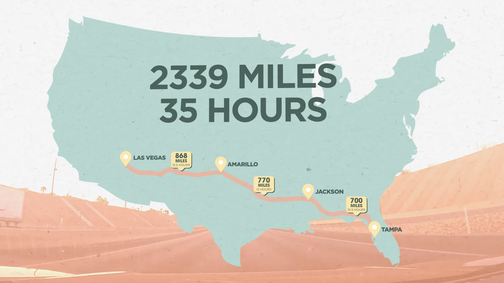 Las Vegas to Tampa Road Trip Route