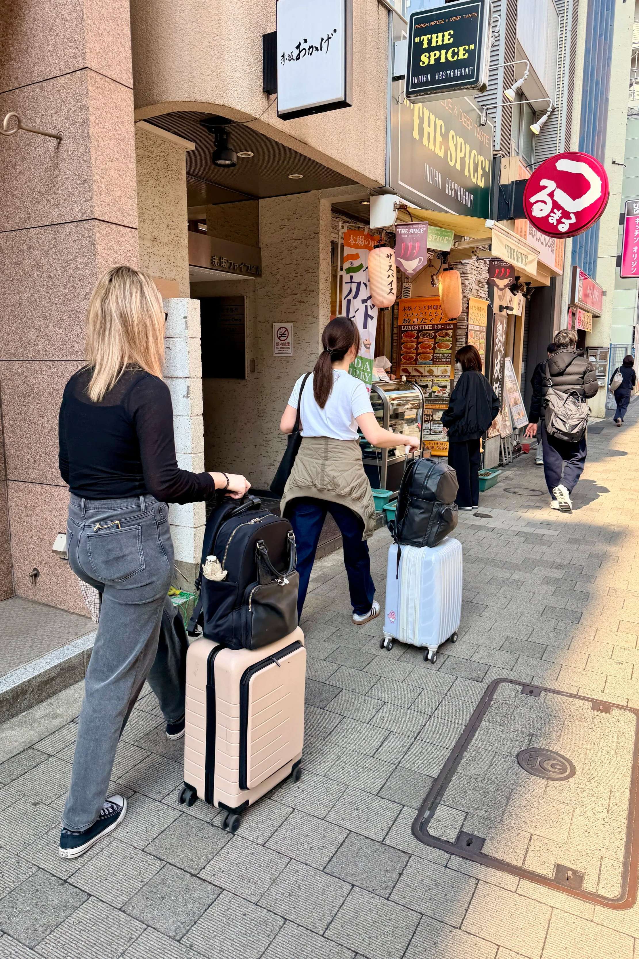 Akasaka streets with luggage