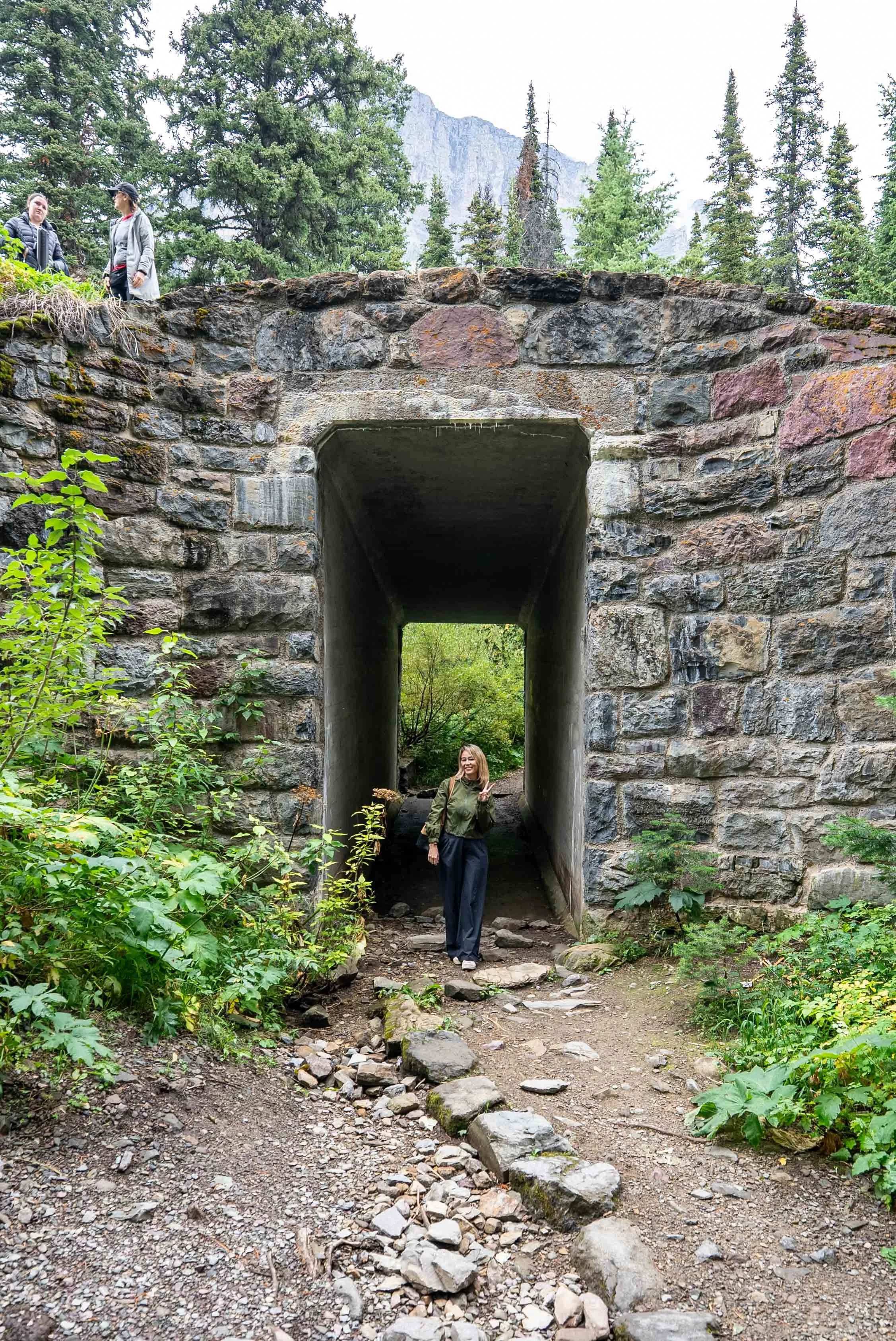 Standing under the historic horse tunnel at Glacier