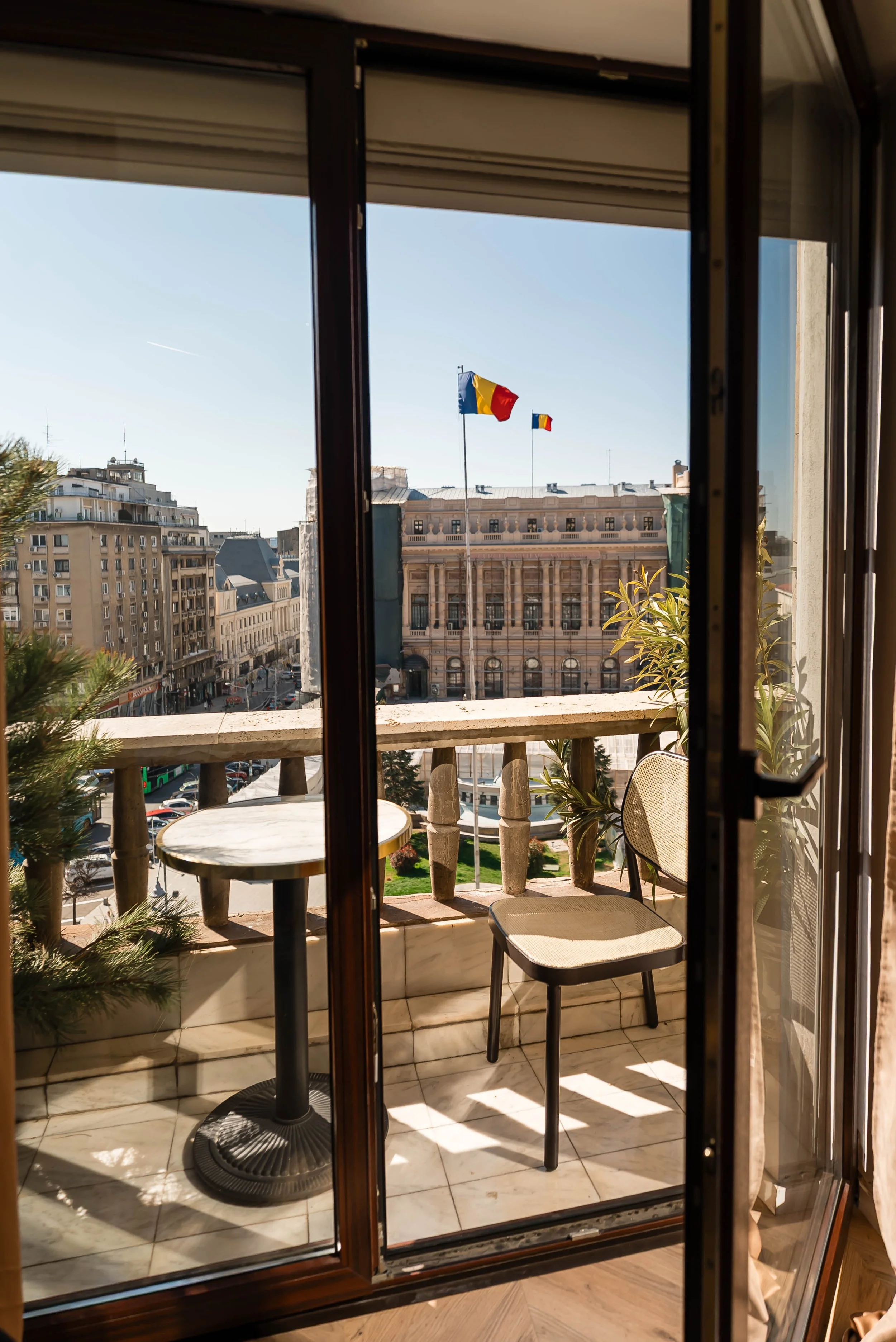 View of downtown Bucharest from Airbnb room