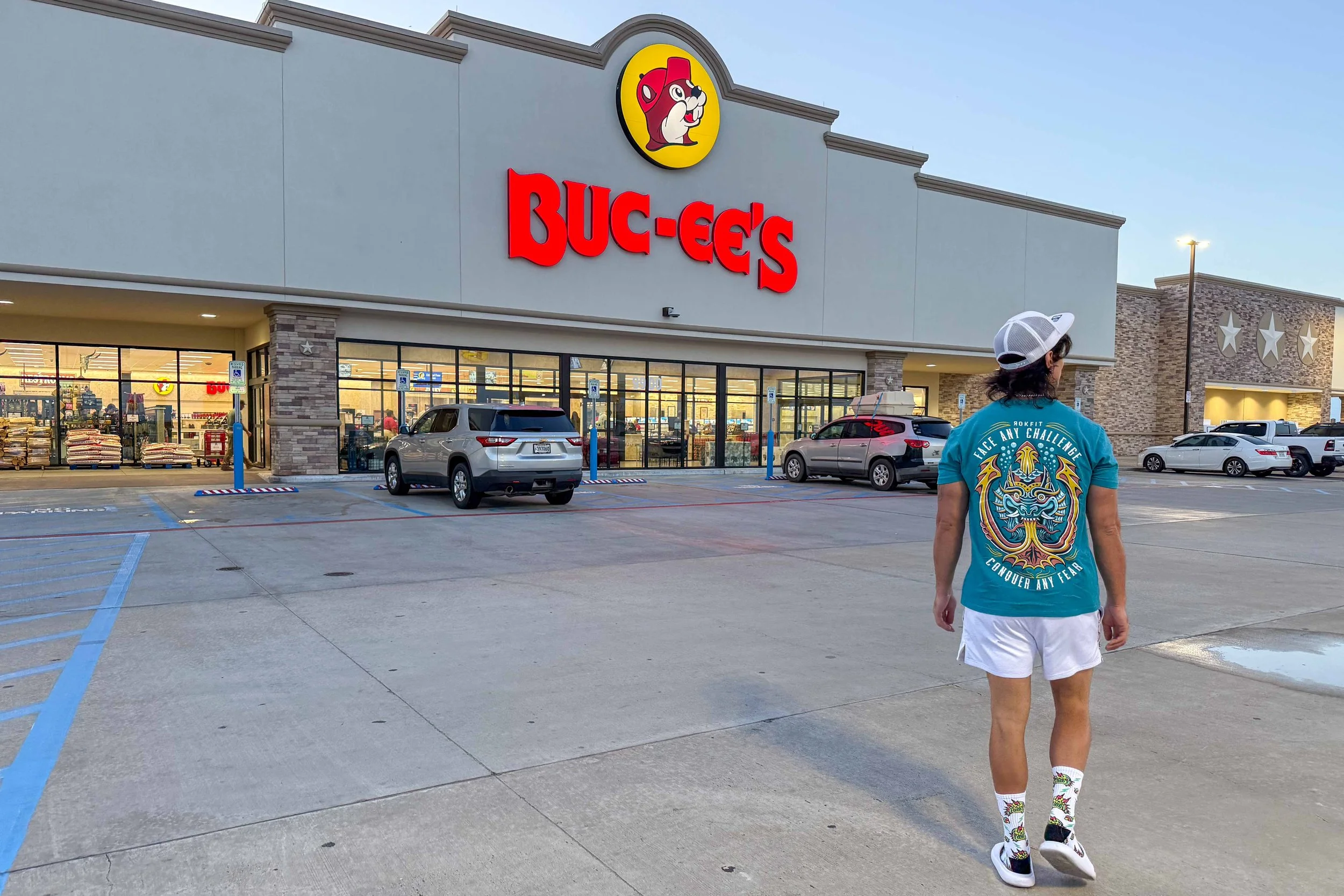 Walking towards Buc-ee's in Texas