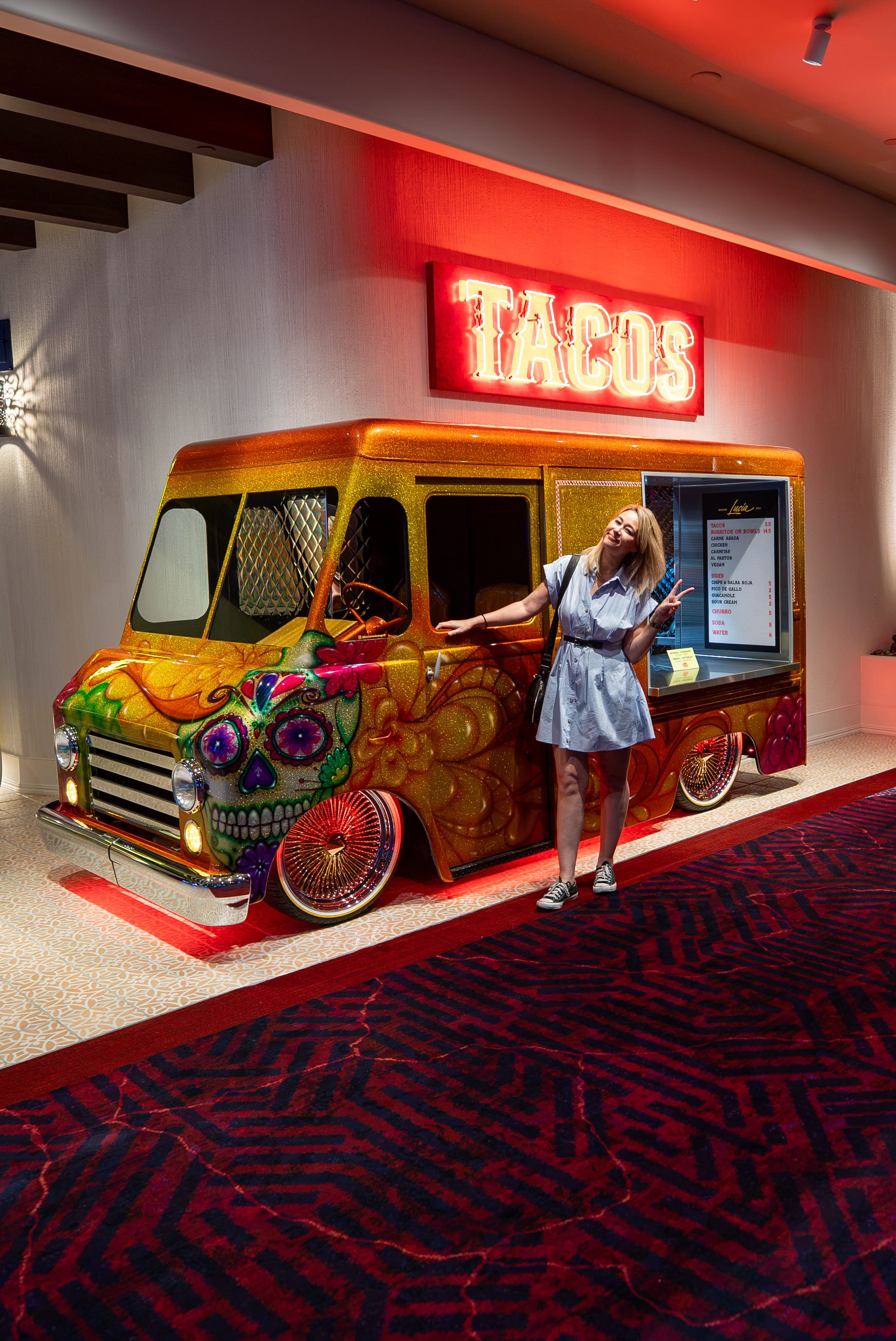 Cute taco truck by the Mexican restaurant