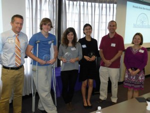 Las Vegas Brain Bee 2014 Winners & Judges (from left to right): Dr. Merrill Landers, Jacob, Valentina, Aliya, Dr. Jefferson Kinney, Dr. Laurel Pritchard. 