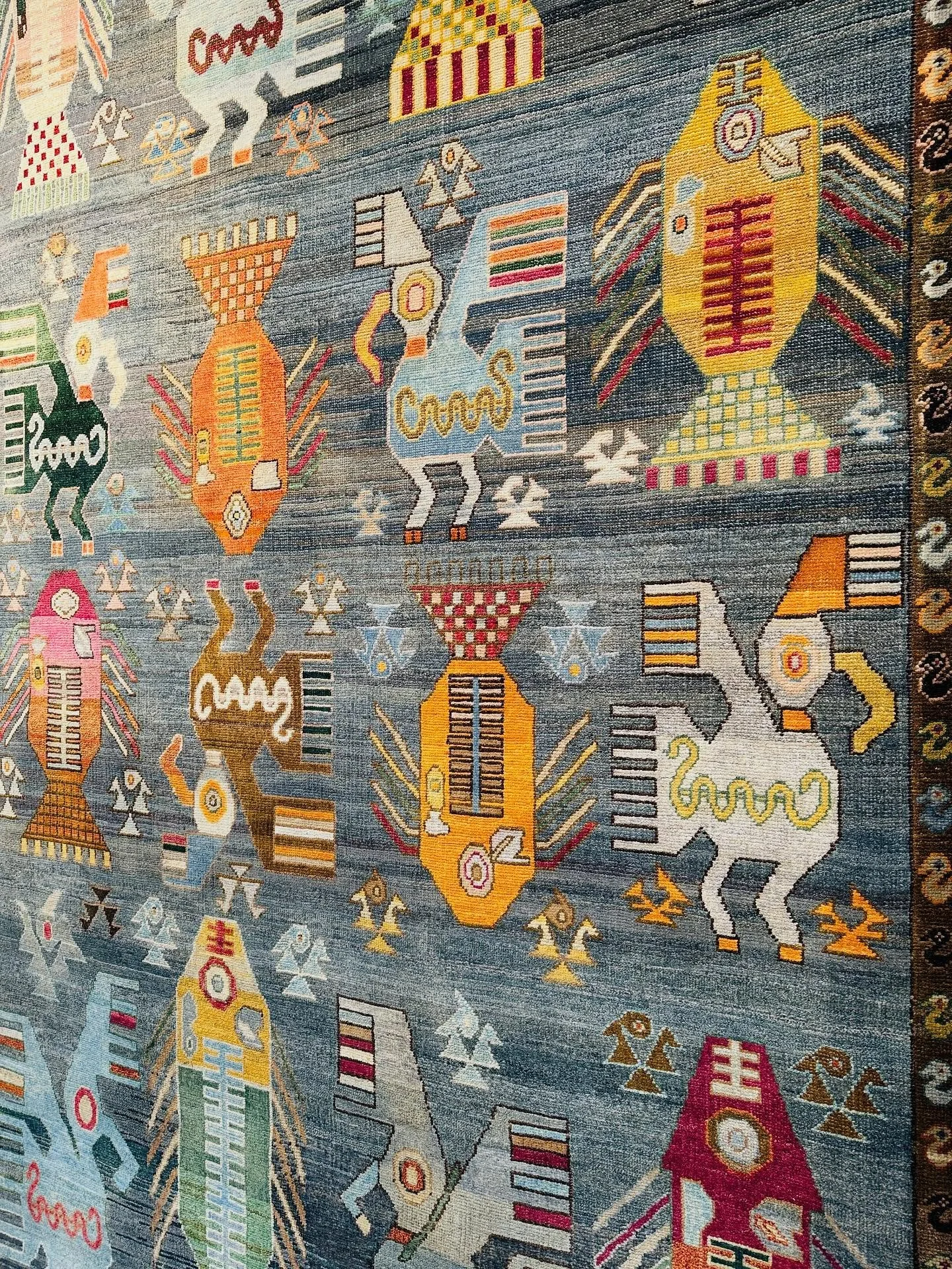 Unique art piece alert! The Lotus collection has just unveiled an incredible animal-themed rug that's sure to captivate. Swing by to witness the colors and characters that bring this piece to life!