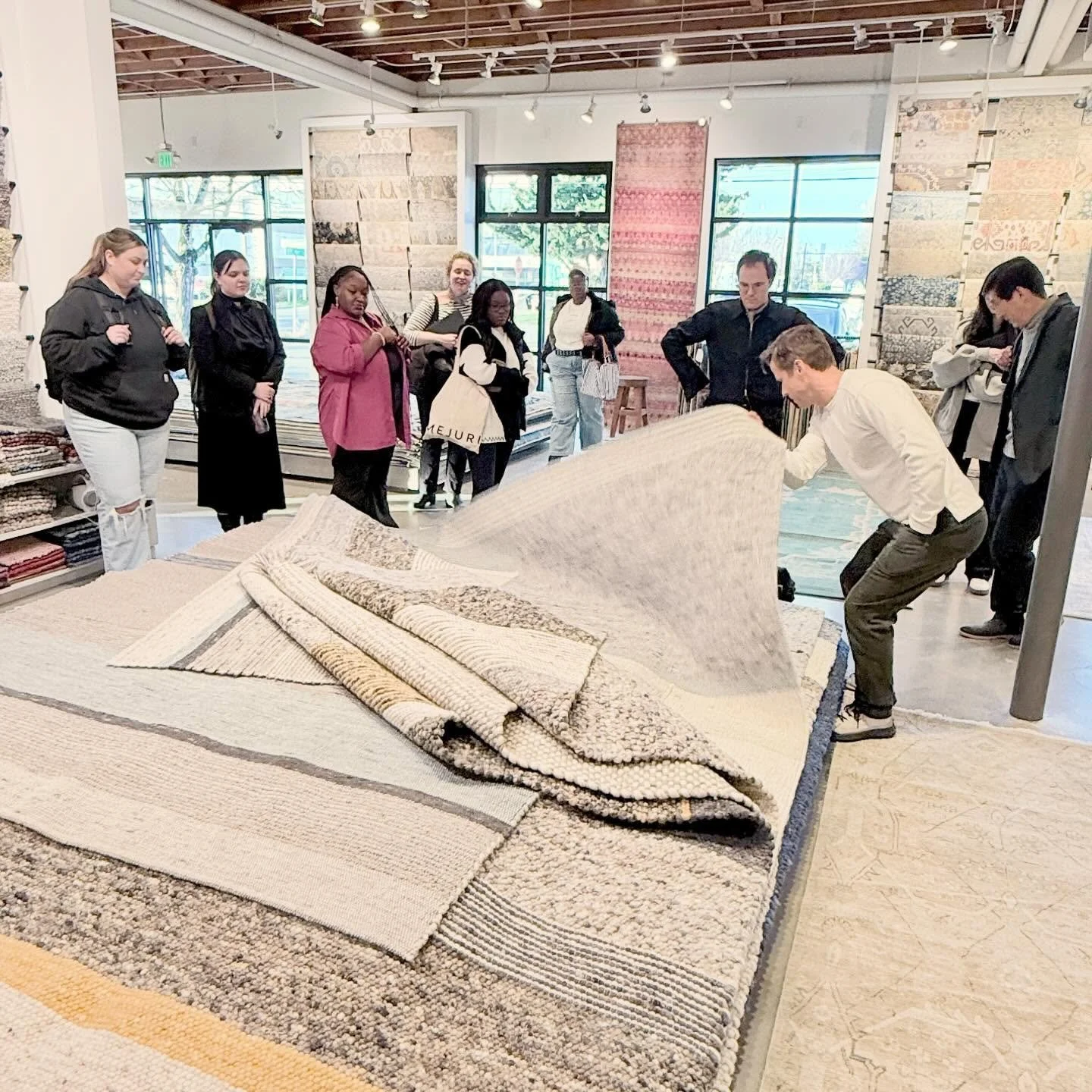 Always great having design career students drop by for rug insights! @bellevuecollege