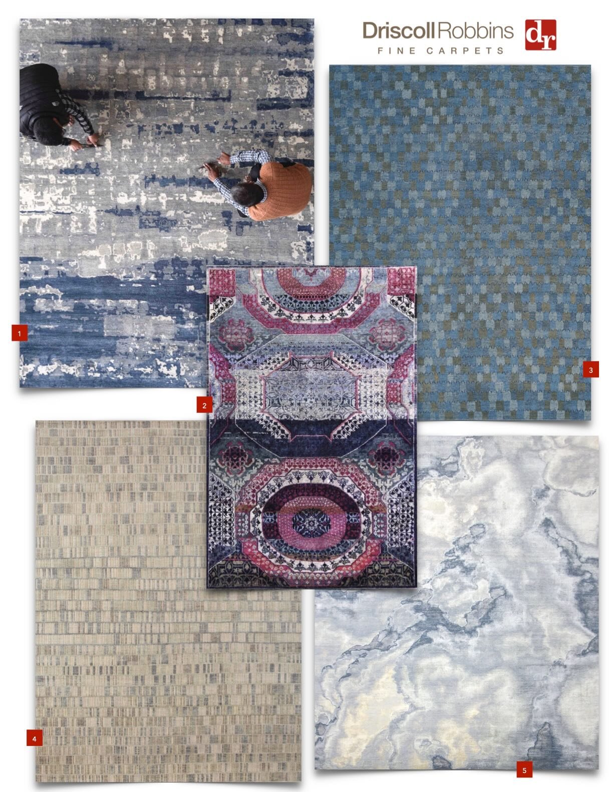 Want to be part of the Monthly Newsletter? Message us with your email address and get on our mailing list!  Here is a preview of this month&rsquo;s rugs: Everly, Lotus, Pema, Sahara Grey, and Sambhav! 

https://mailchi.mp/driscollrobbins.com/cool-hue