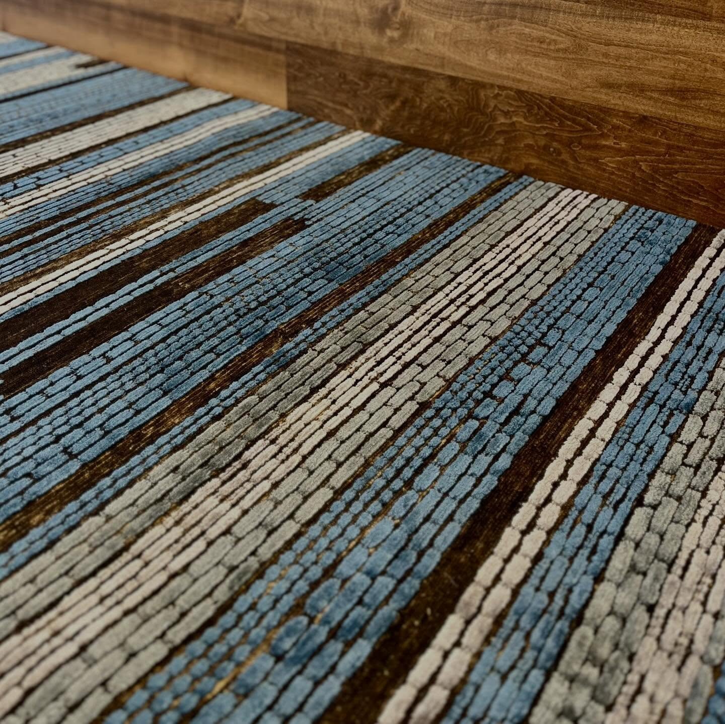 Enigma Blue and Cream boasts a unique blend of depth and visual interest thanks to its pile heights and color shifting hues. It adds a touch of style to any room it occupies.