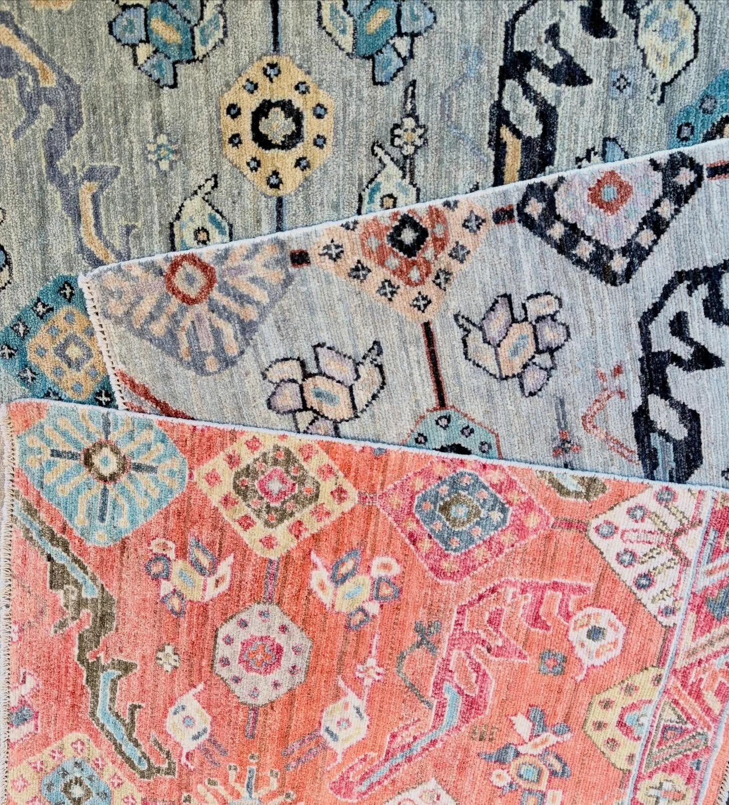 Our Retro Mishan pattern samples are now at the showroom. Discover this classic design in 3 gorgeous shades. @farugs