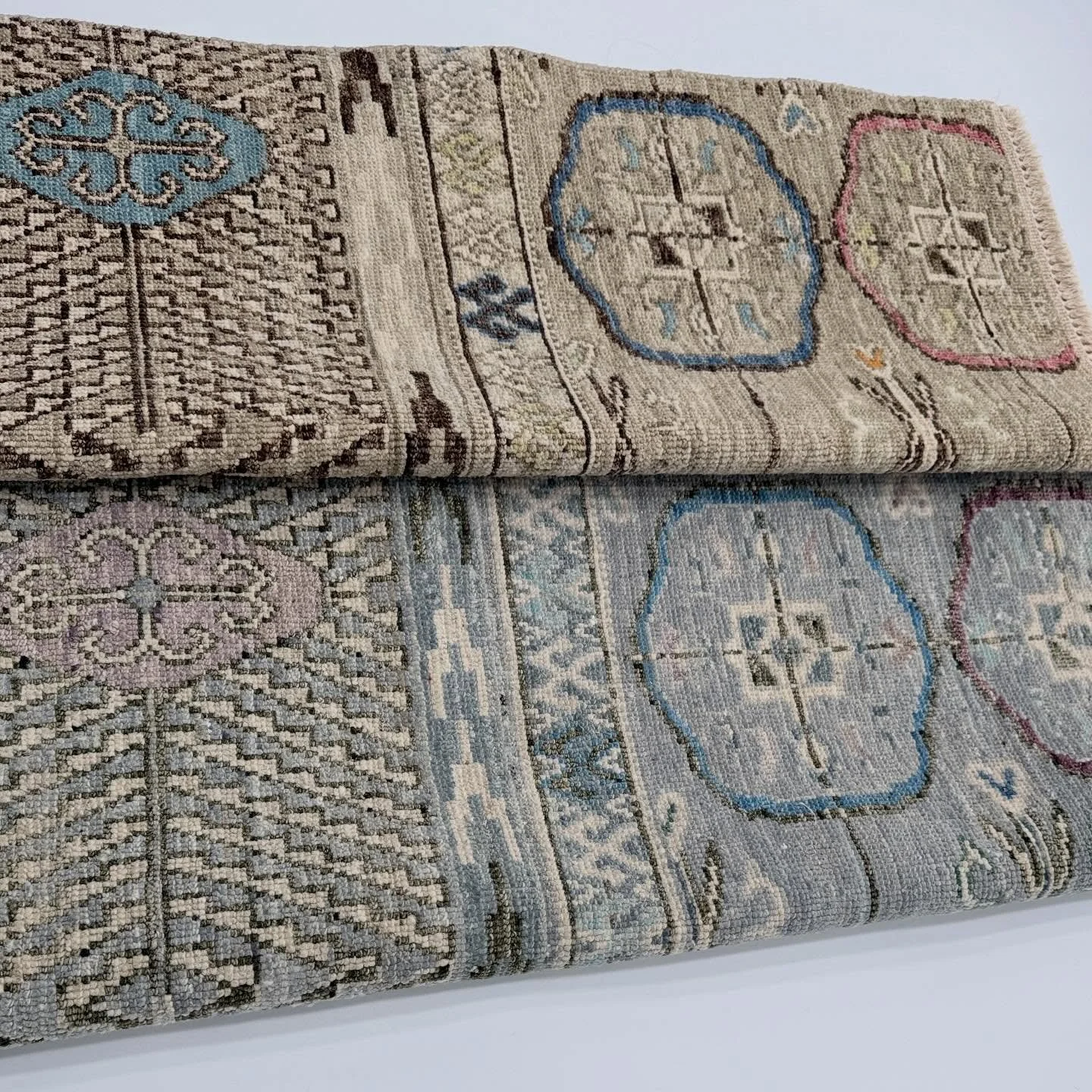 Fresh samples of the Worn Classic Bokhara! Timeless area rug for your home, this hand knotted low pile colorful wool piece will brighten up your space! @farugs