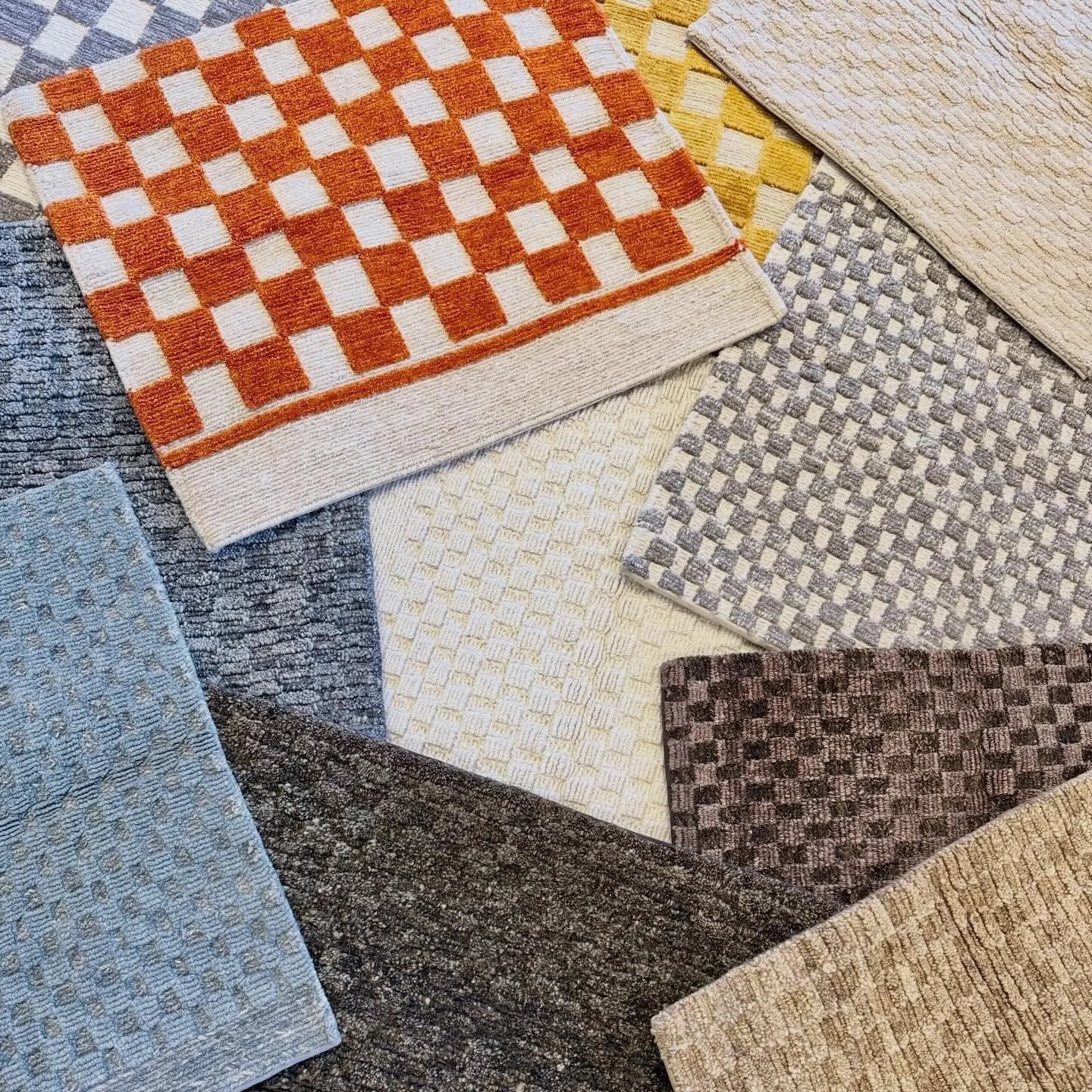 Explore our latest checkers patterns at the showroom. Variety of colors and styles to choose from. All brand new samples available.