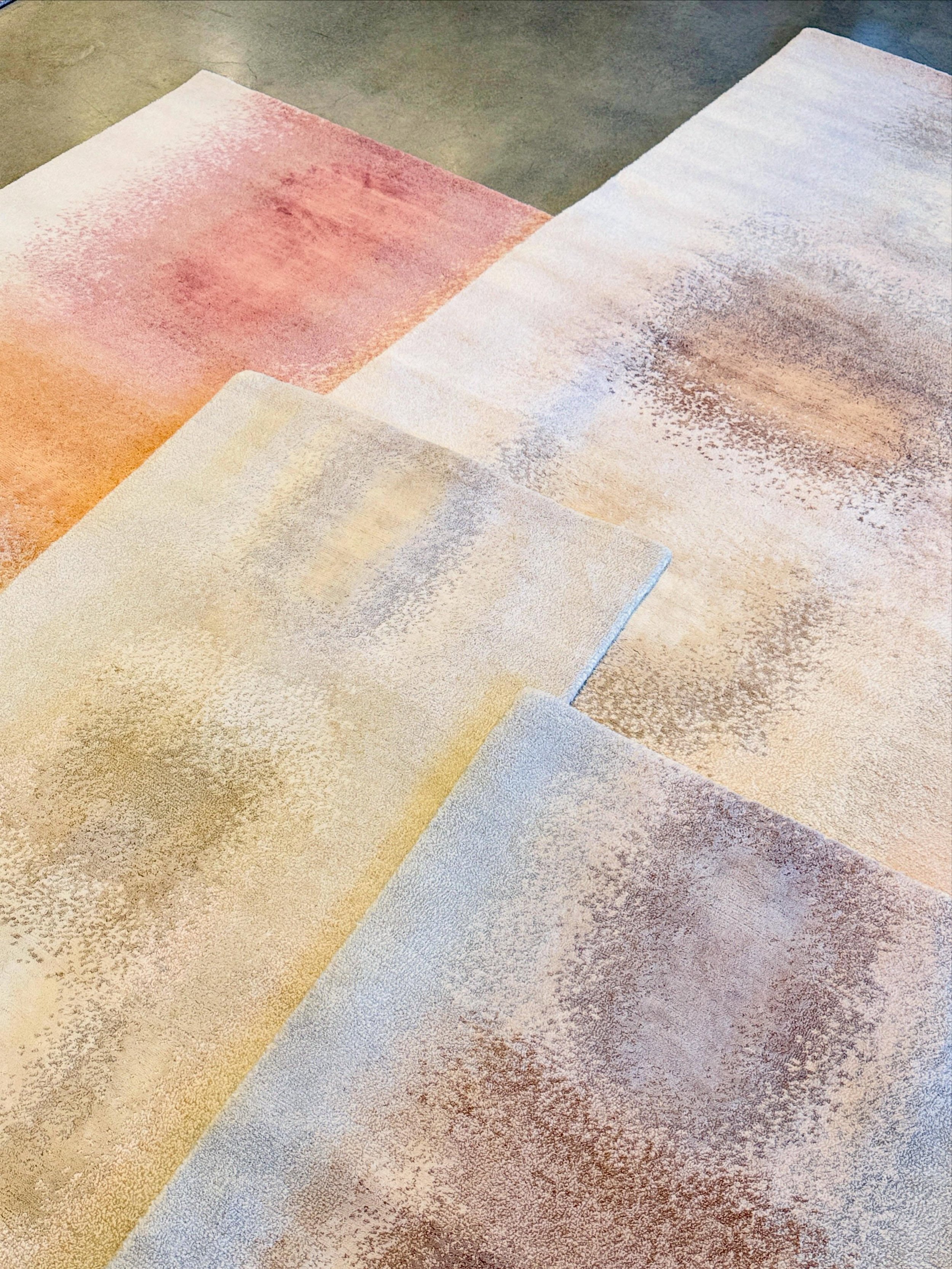The Opal design is a magnificent mist of colors blending together to create a rug style fitting for a fresh vibe. Samples and full sizes are available at our showroom.