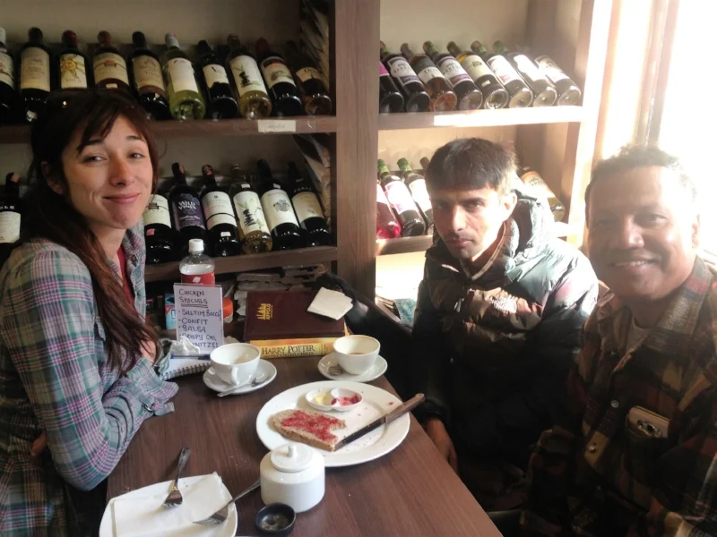 My last day in Nepal - breakfast with lead facilitator Kamal, and Share Nepal Chairperson Ram Sharan. 