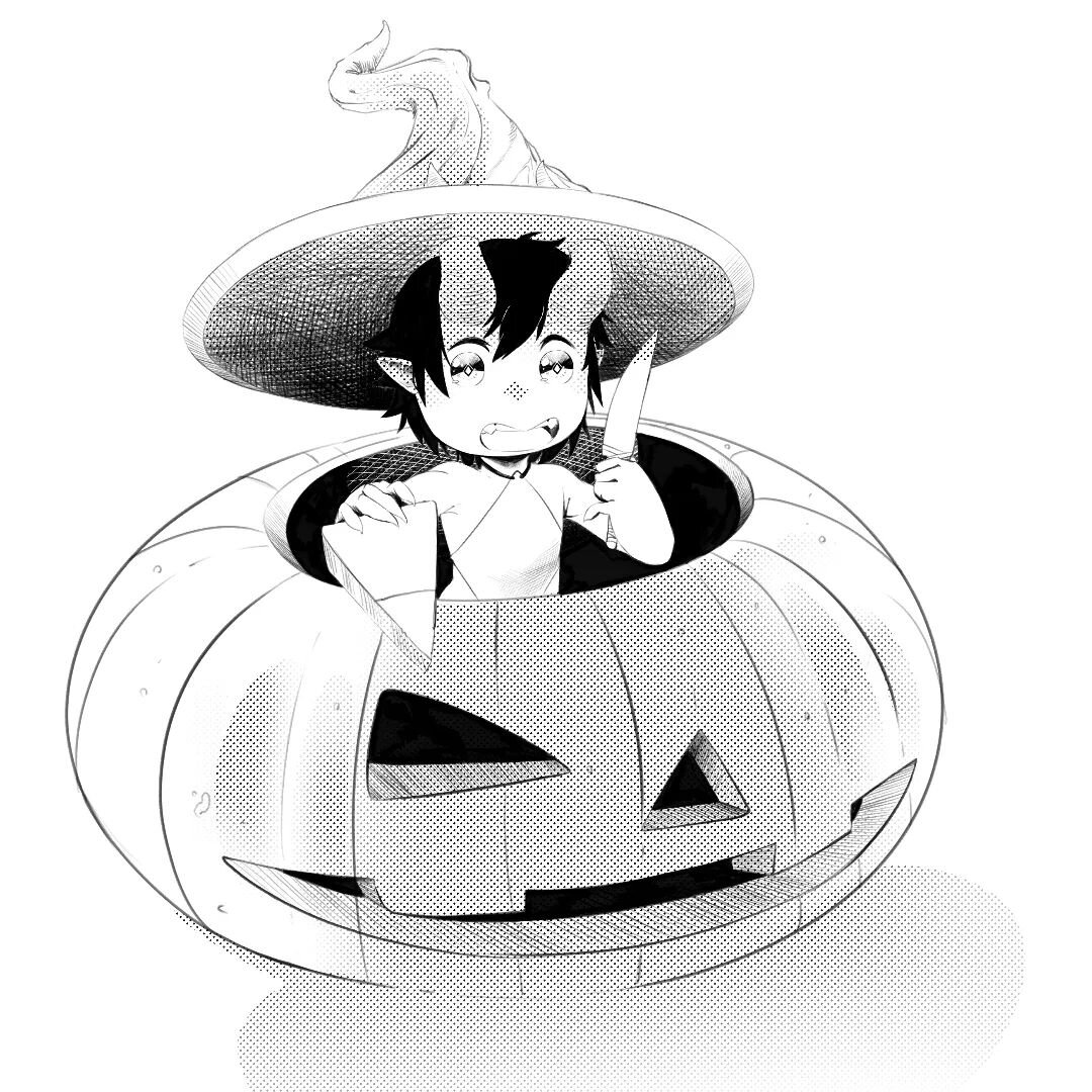 Day 30 &quot;Pumpkin&quot;
Admittedly I was soooooo tired on this day. but  I  still had the energy to draw this cutie. 

#asactober #inktober #inktober2022 #inktoberchallenge #artober #artober2022 #digiralart #digitaldrawing #anime #animeartstyle #a