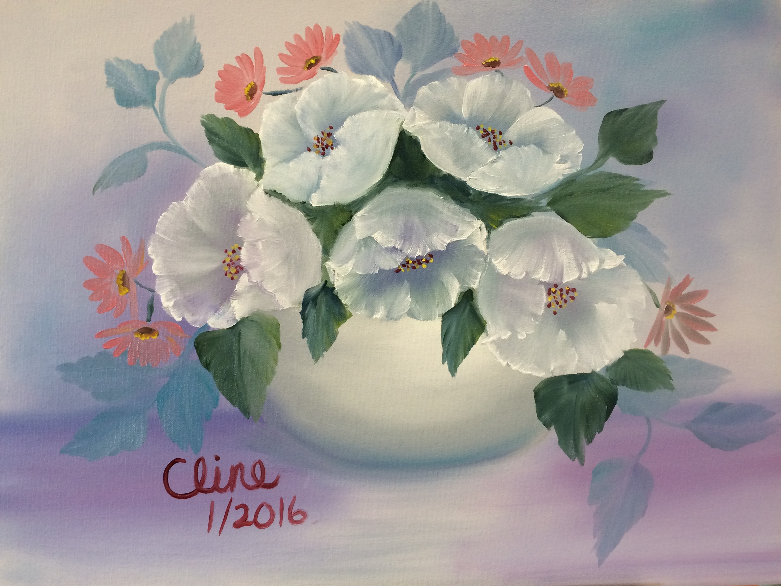 White Flowers in a White Bowl