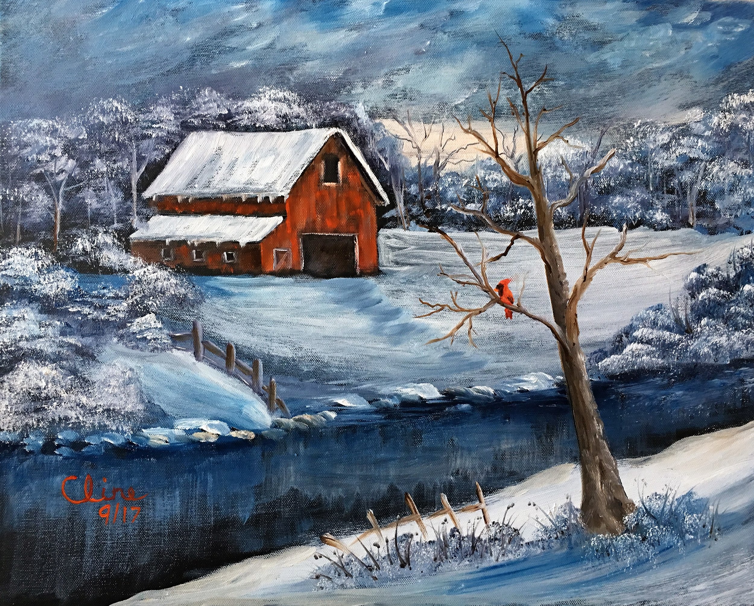 Red Barn in Snow