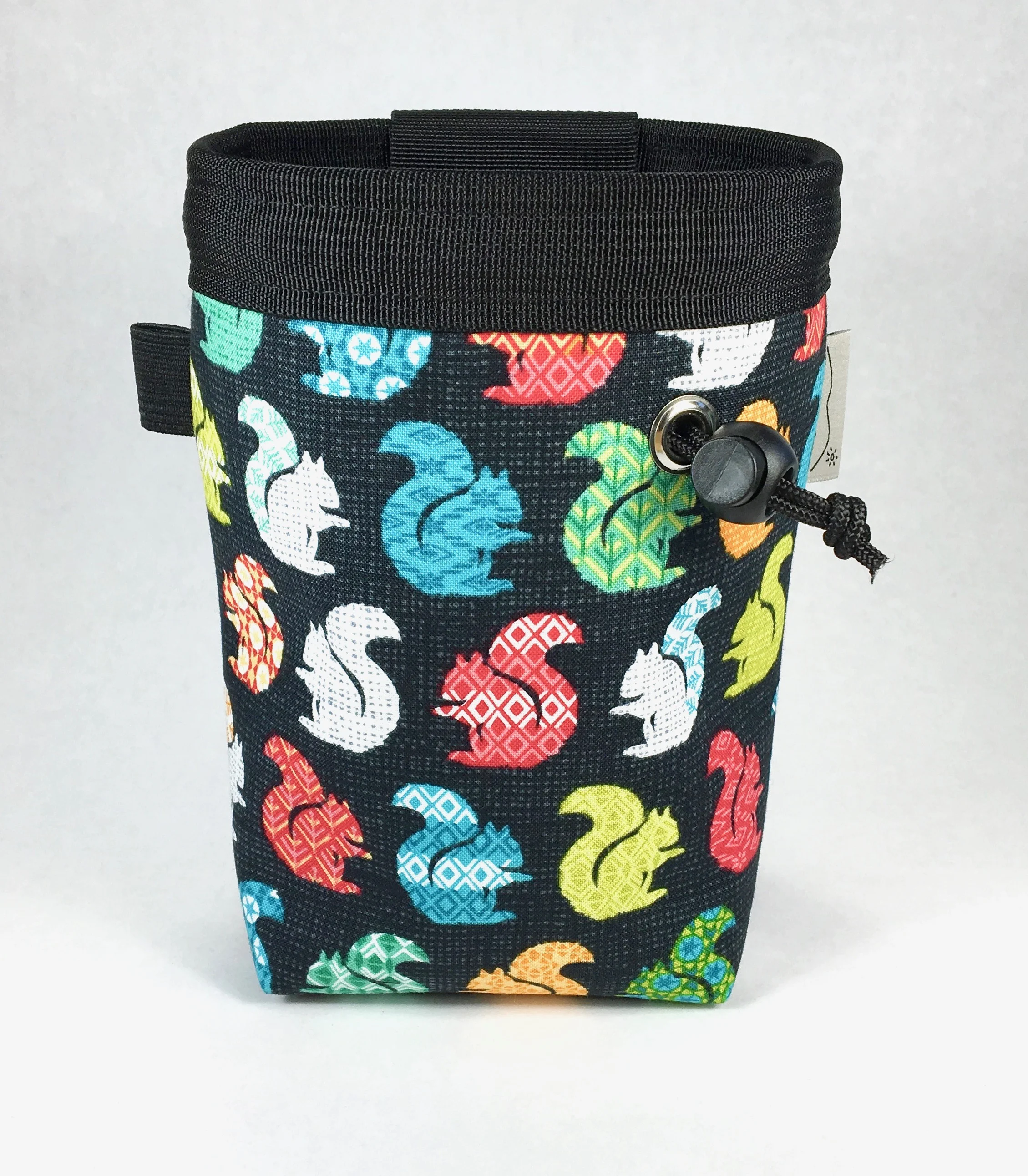 rock climbing chalk bag, squirrel, rainbow, knox mtn bags
