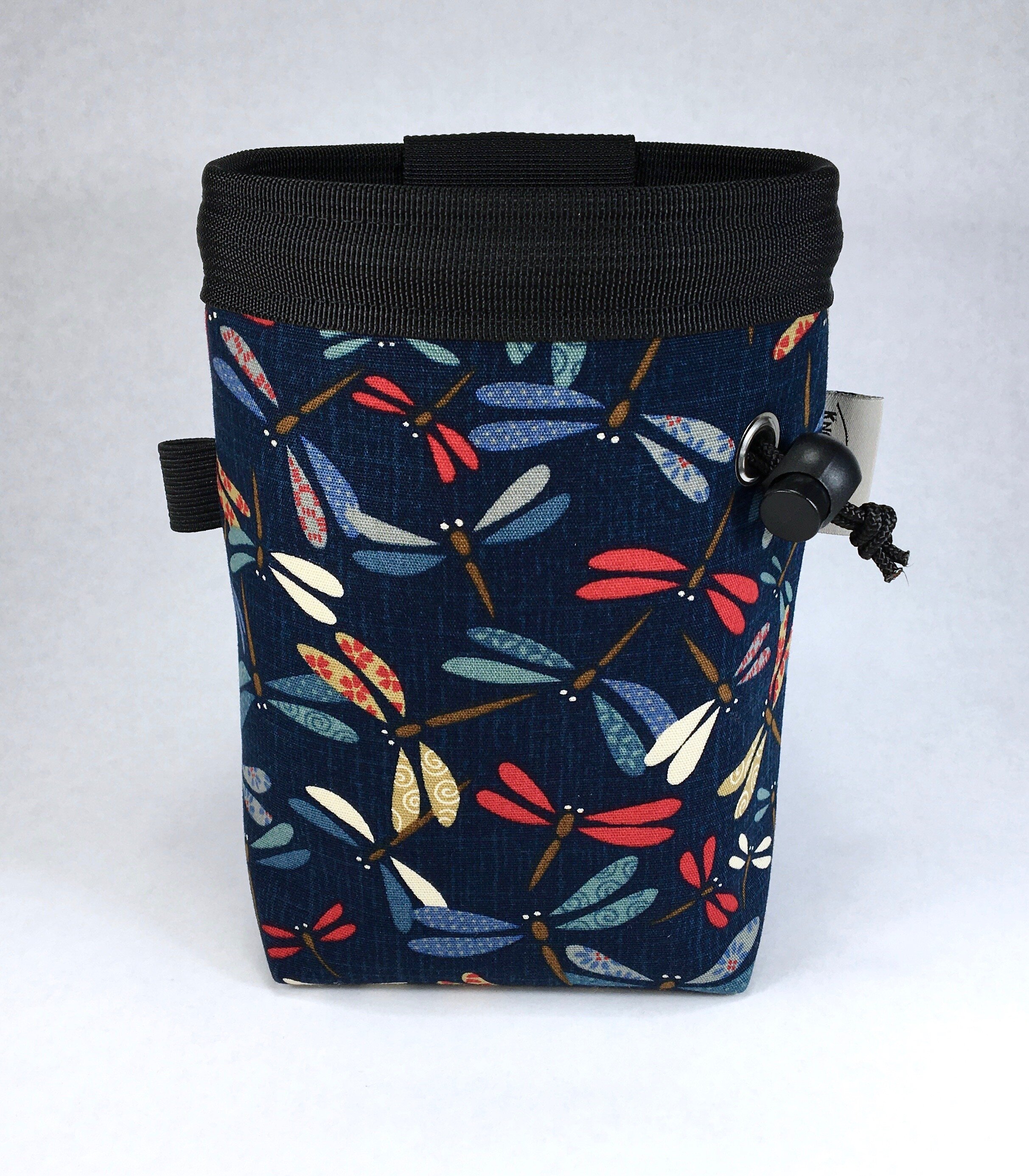 dragonflies in blue and red / rock climbing chalk bag