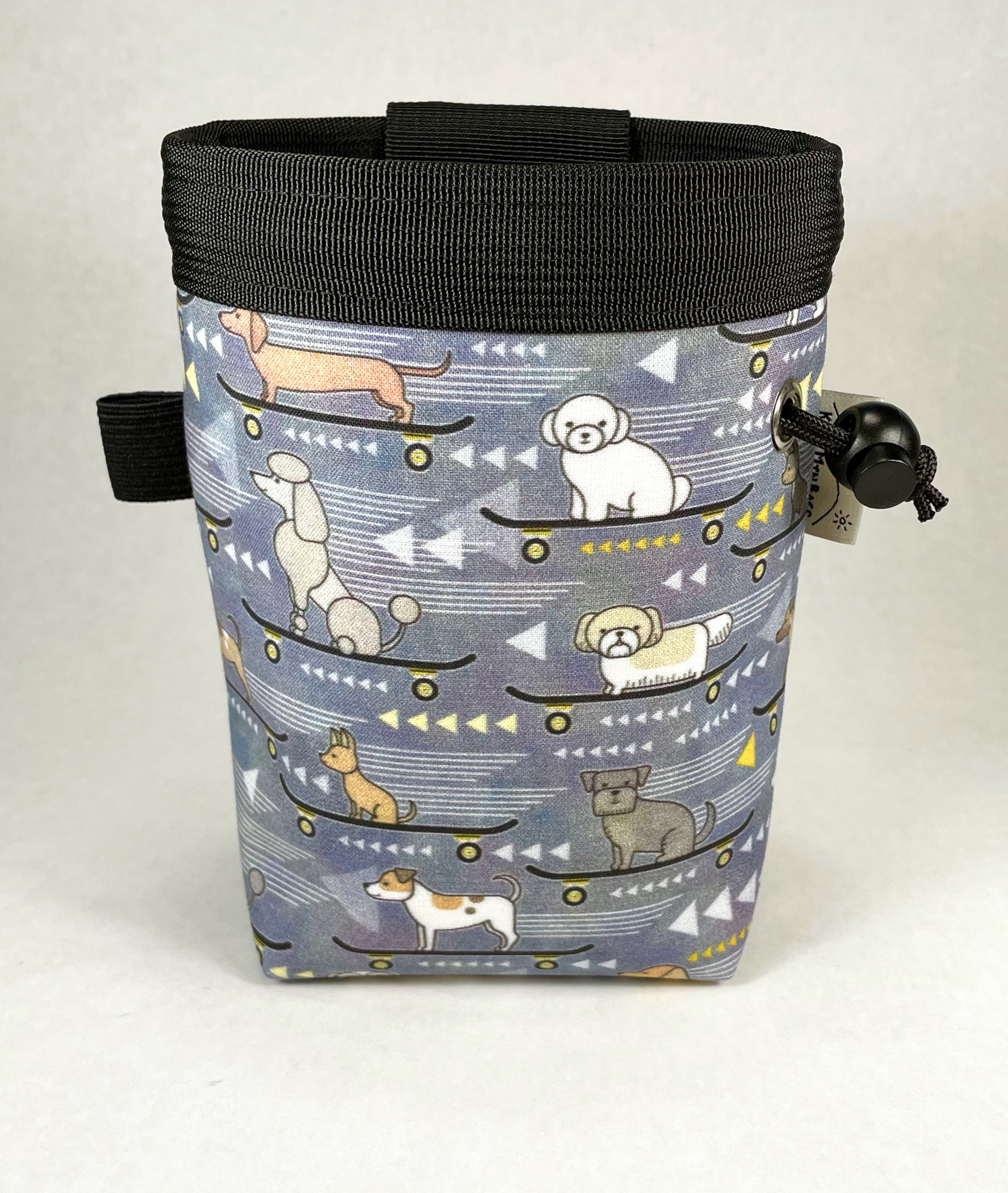 dogs on skateboards rock climbing chalk bag