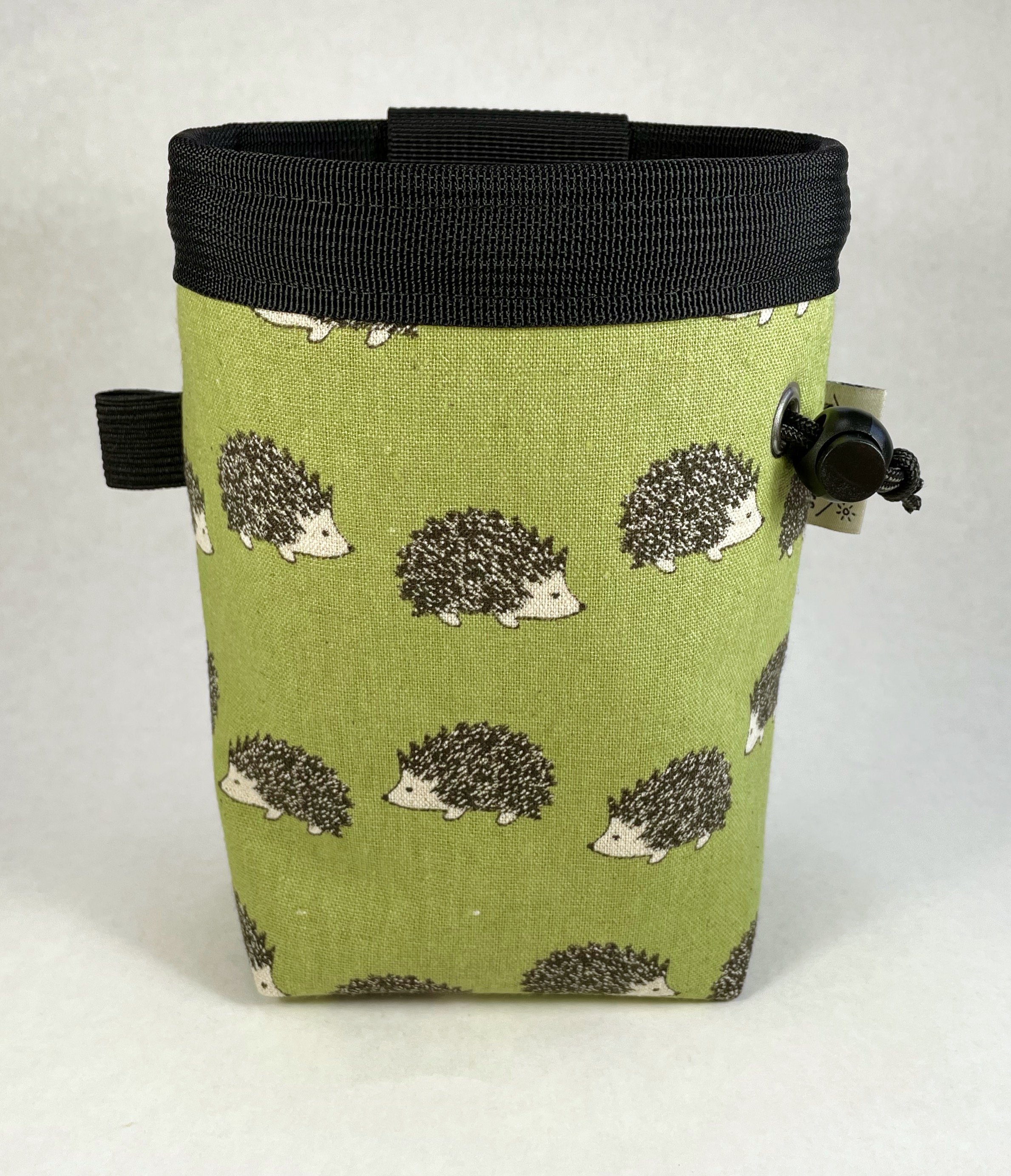 hedgehog forest animal green, rock climbing chalk bag
