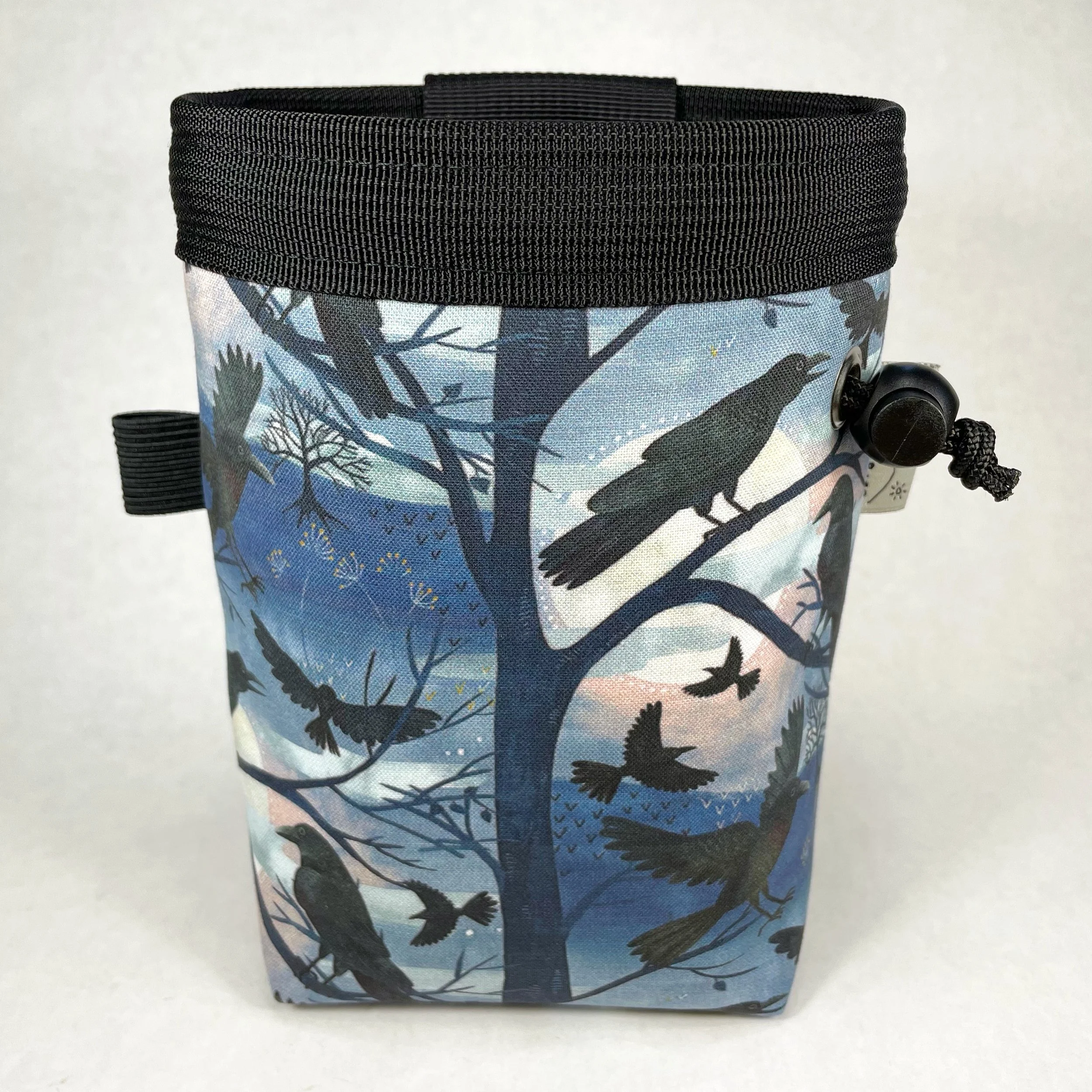 ravens in a tree rock climbing chalk bag