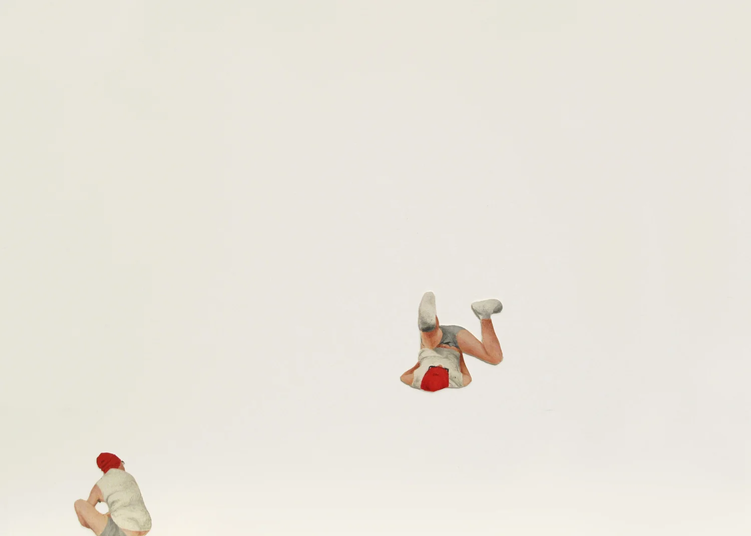 Untitled (Tumblers 17), oil on paper, assembled on paper, 5" x 7", 2012